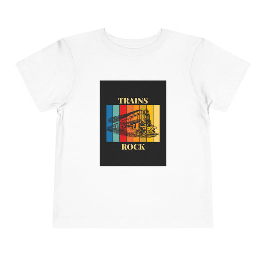 Toddler Train Lover T-Shirt | Trains Rock Train Graphic Tee (2T-5T)