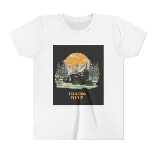 Kids Train Lover T-Shirt | Trains Rule Vintage Railfan Youth Tee
