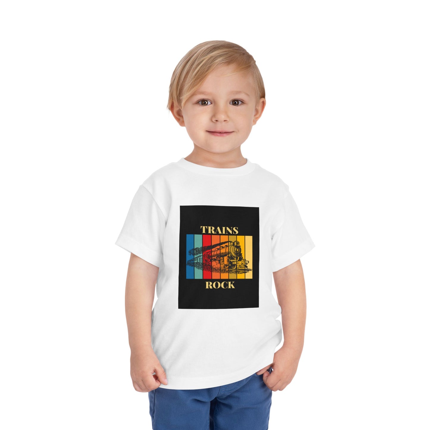 Toddler Train Lover T-Shirt | Trains Rock Train Graphic Tee (2T-5T)