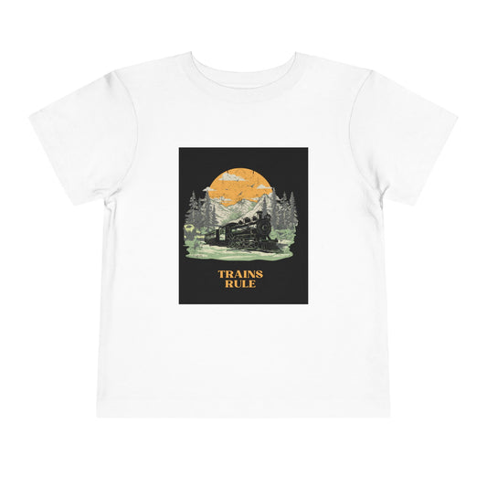 Toddler Train Lover T-Shirt | Trains Rule Vintage Train Graphic Tee (2T–5T)