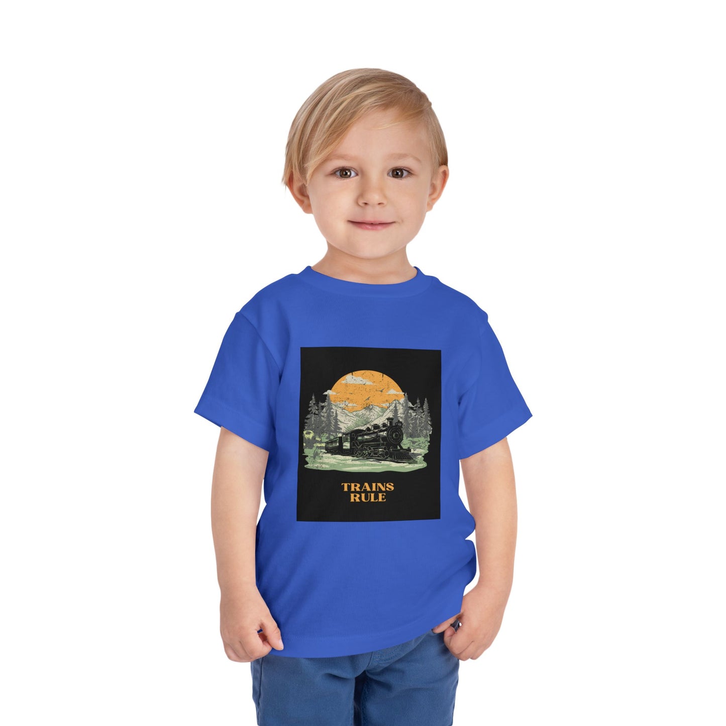Toddler Train Lover T-Shirt | Trains Rule Vintage Train Graphic Tee (2T–5T)