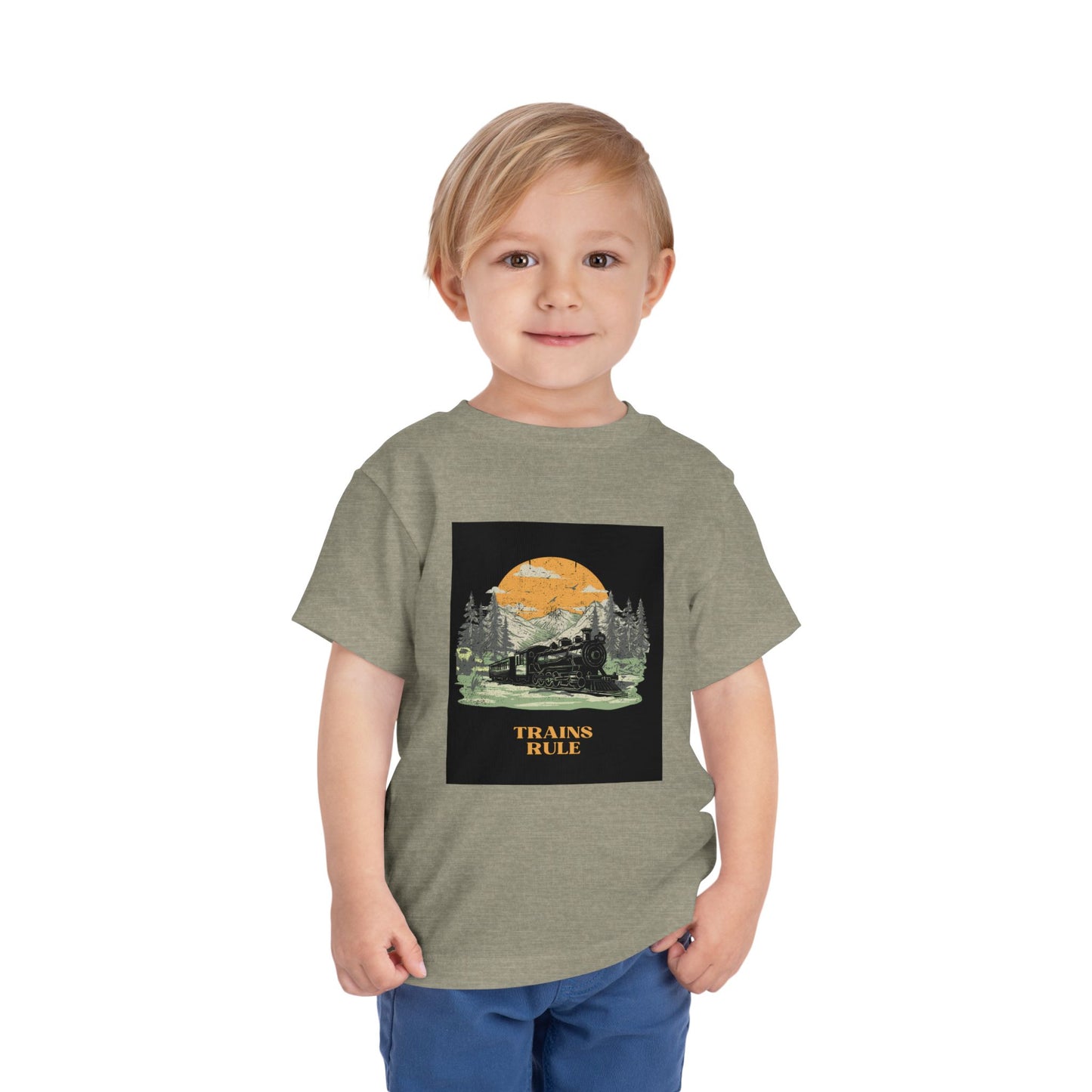 Toddler Train Lover T-Shirt | Trains Rule Vintage Train Graphic Tee (2T–5T)