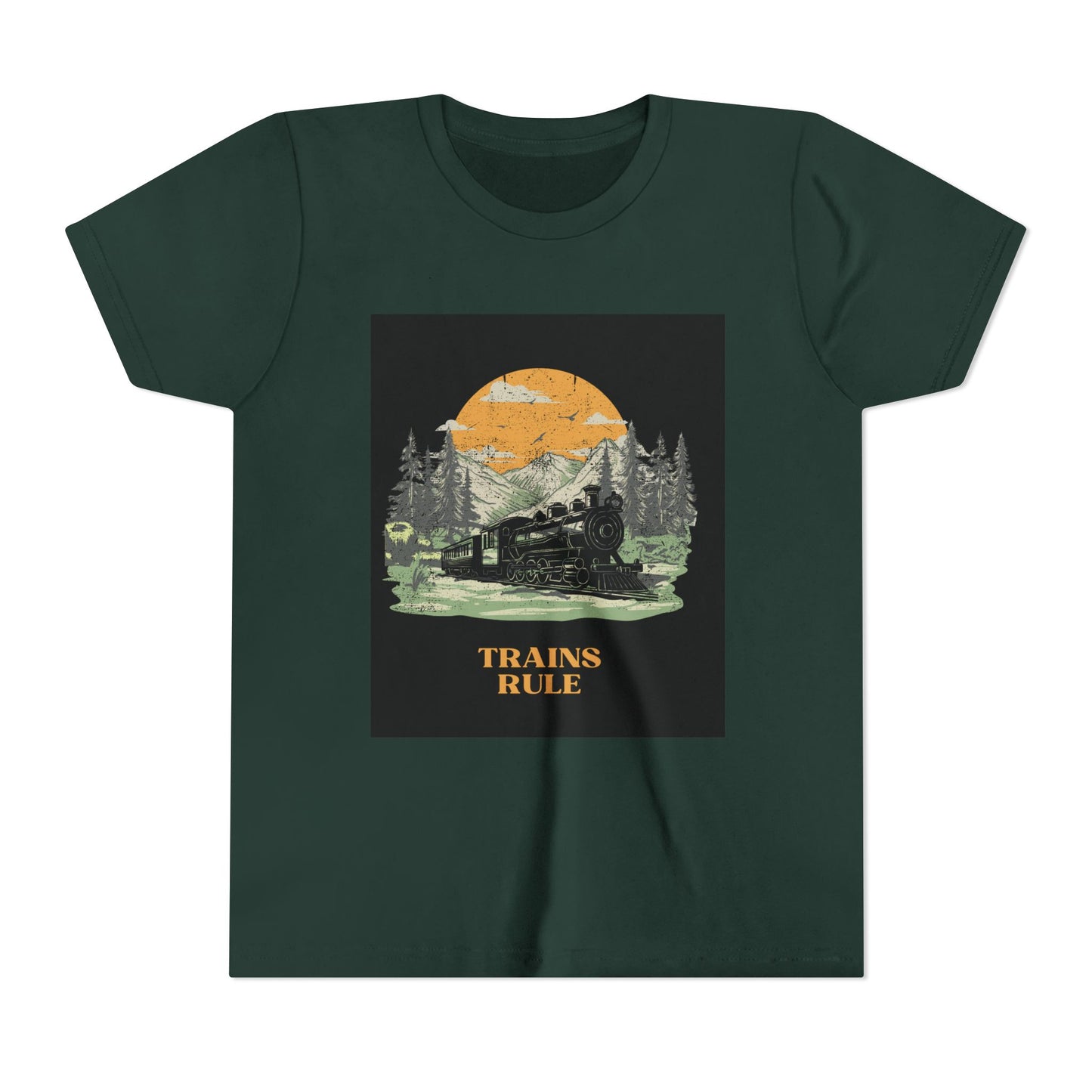 Kids Train Lover T-Shirt | Trains Rule Vintage Railfan Youth Tee