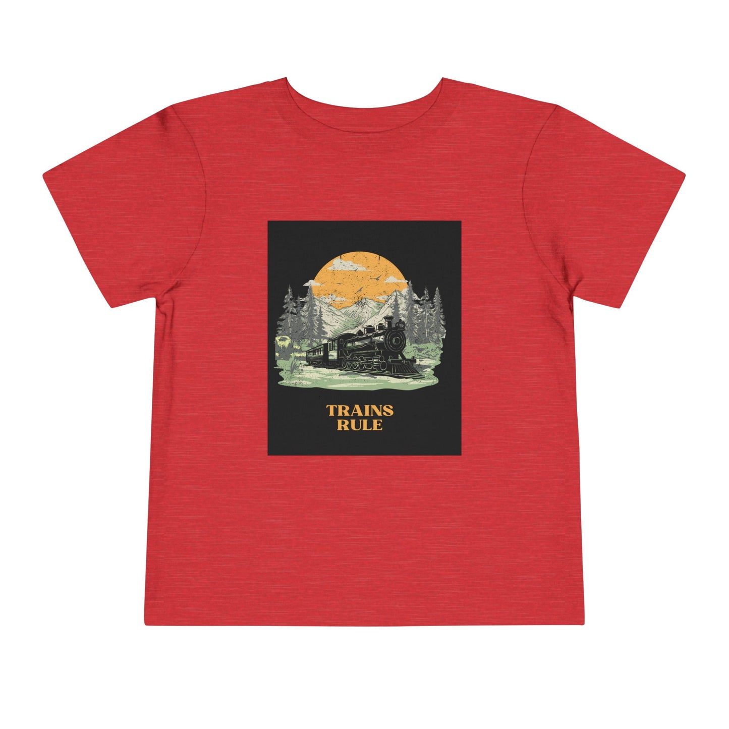 Toddler Train Lover T-Shirt | Trains Rule Vintage Train Graphic Tee (2T–5T)