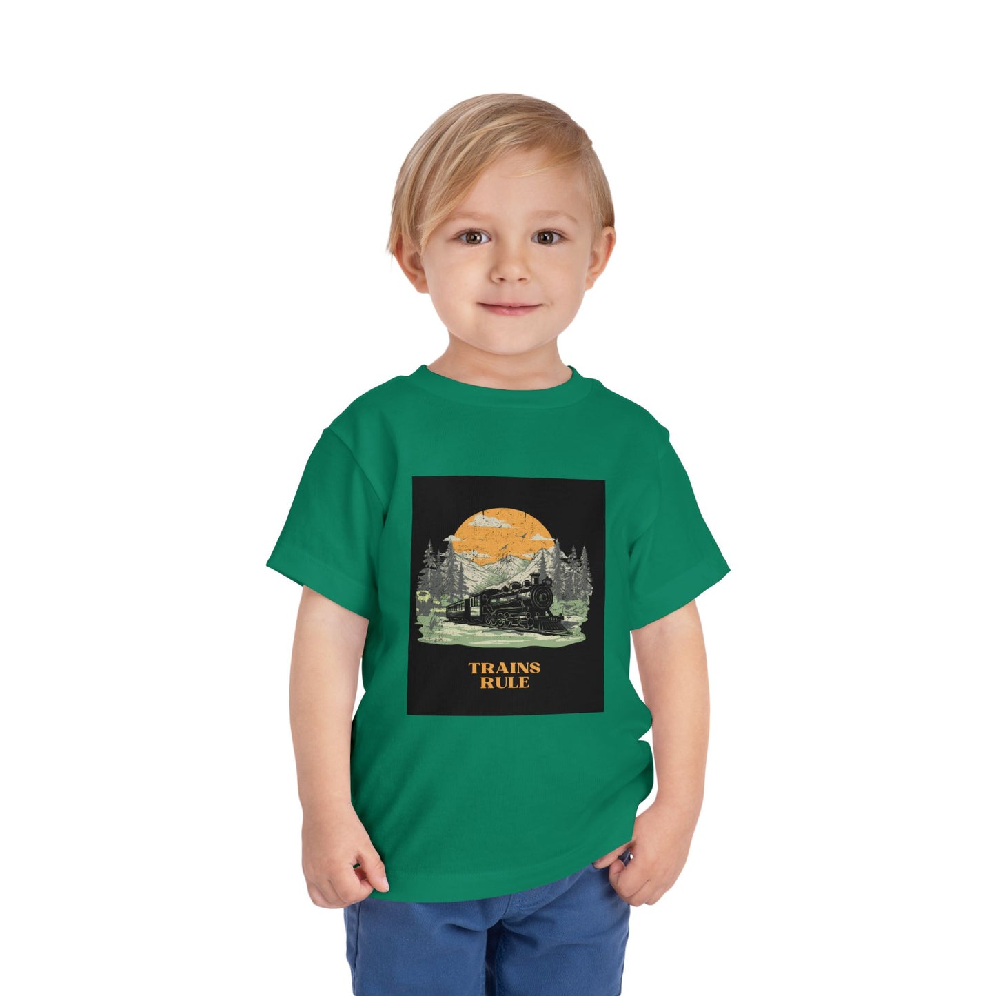 Toddler Train Lover T-Shirt | Trains Rule Vintage Train Graphic Tee (2T–5T)