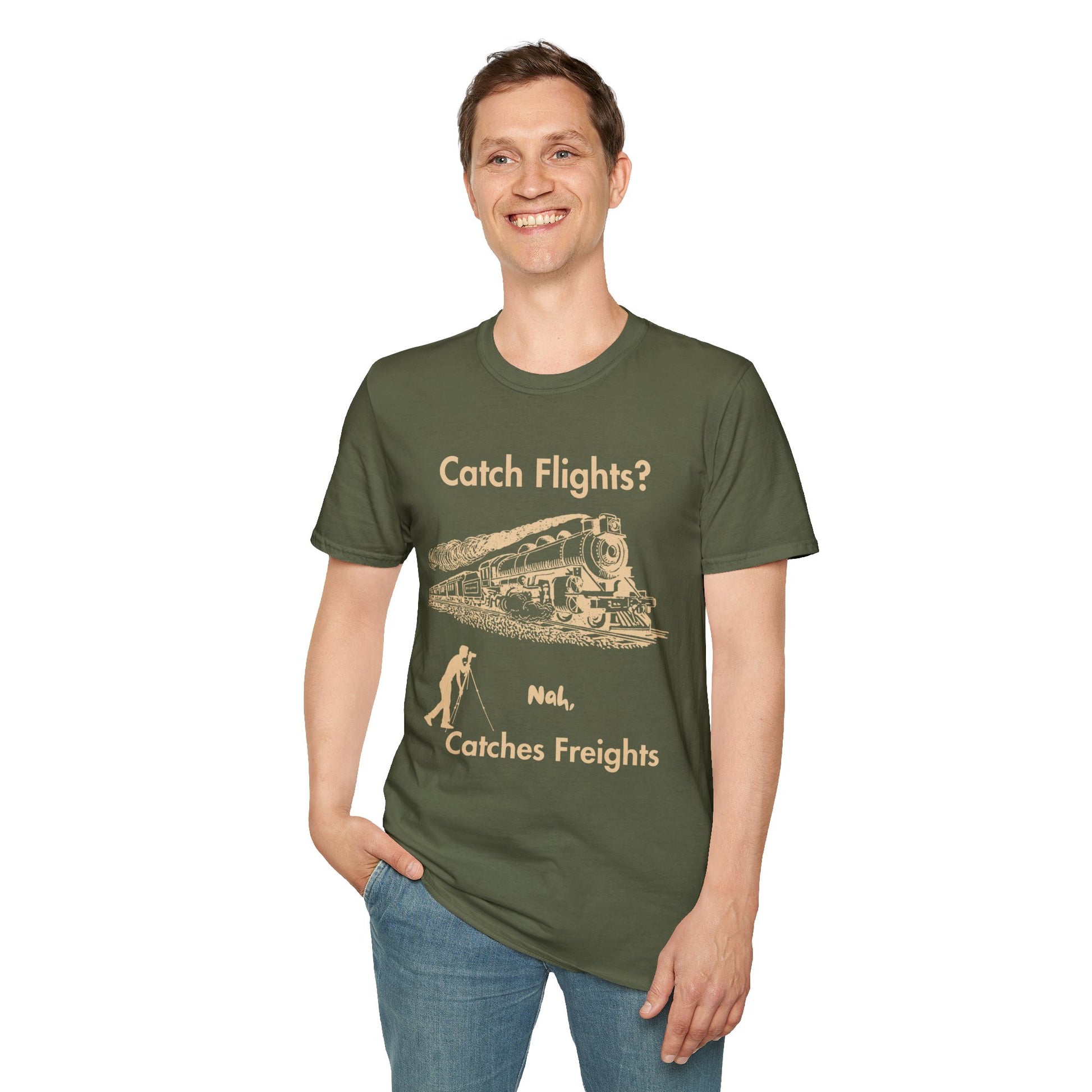 Catch Freights Not Flights freight train railfan t-shirt