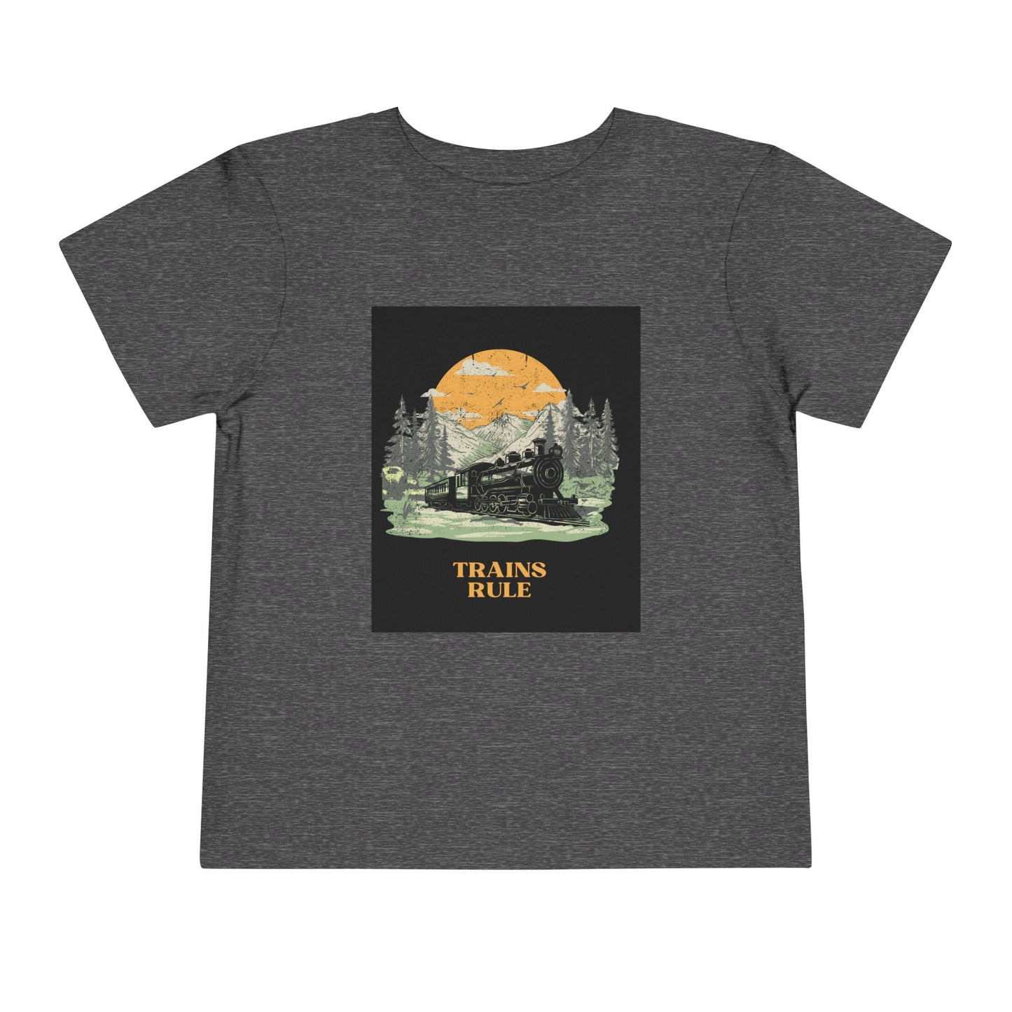 Toddler Train Lover T-Shirt | Trains Rule Vintage Train Graphic Tee (2T–5T)