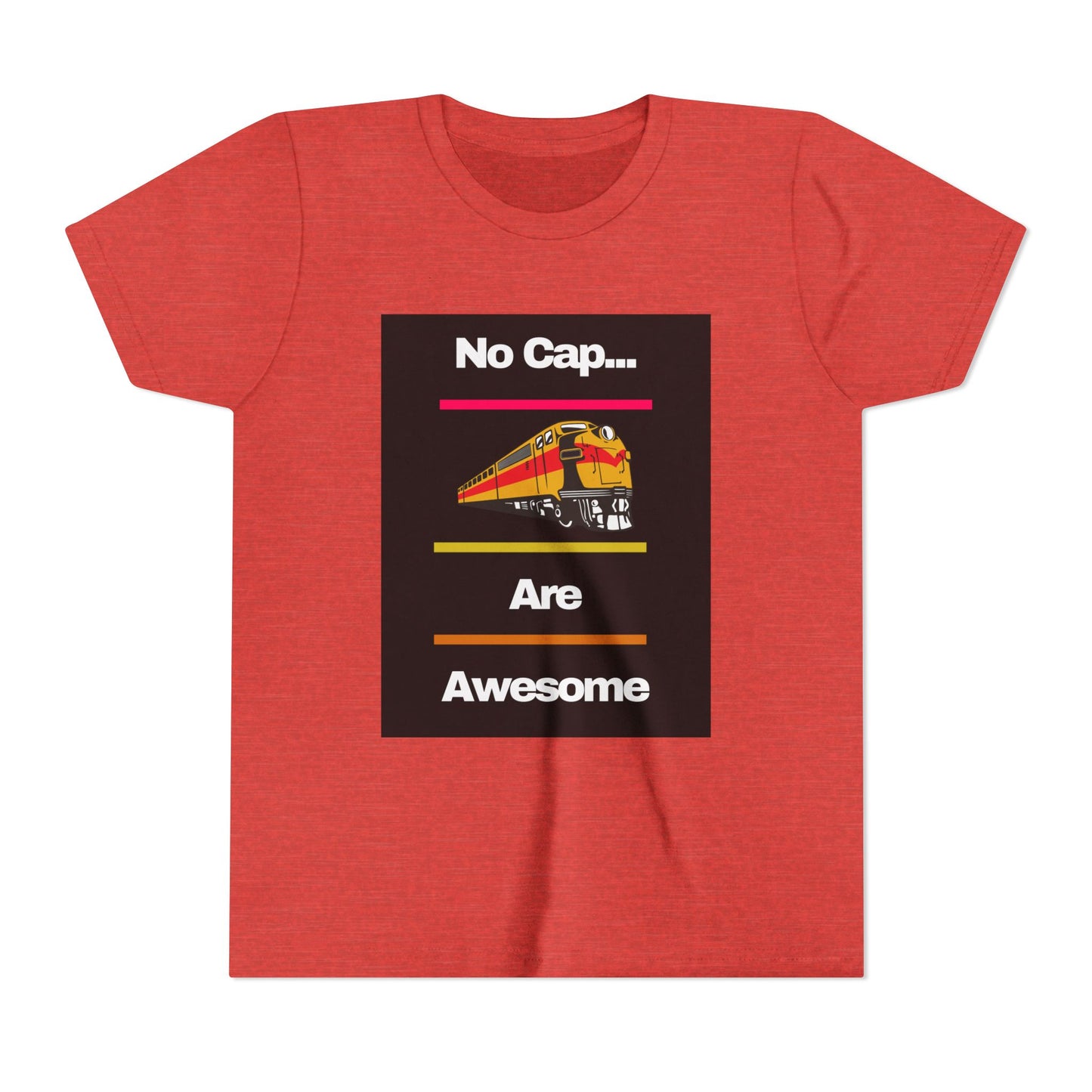 Kids Train Lover T-Shirt | Fun Train Graphic “No Cap Trains Are Awesome” Youth Tee