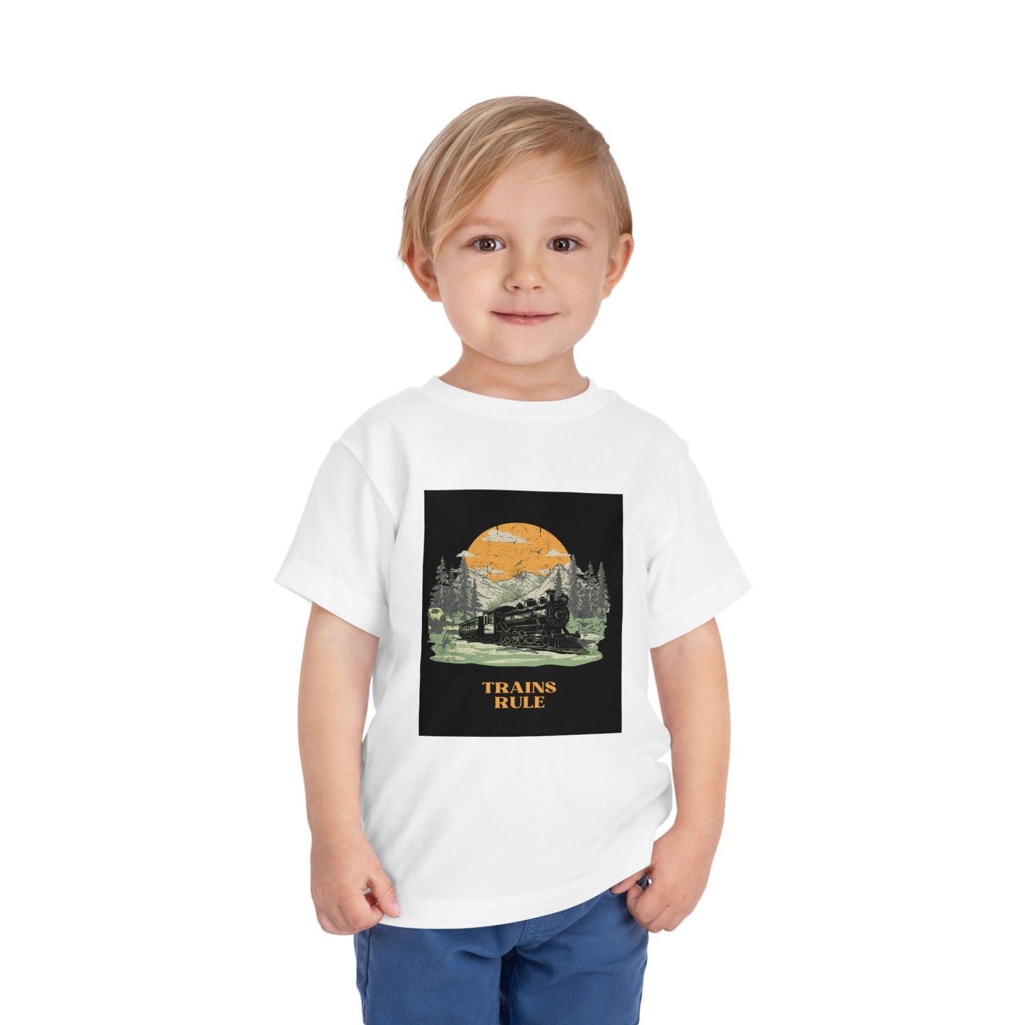 Toddler Train Lover T-Shirt | Trains Rule Vintage Train Graphic Tee (2T–5T)