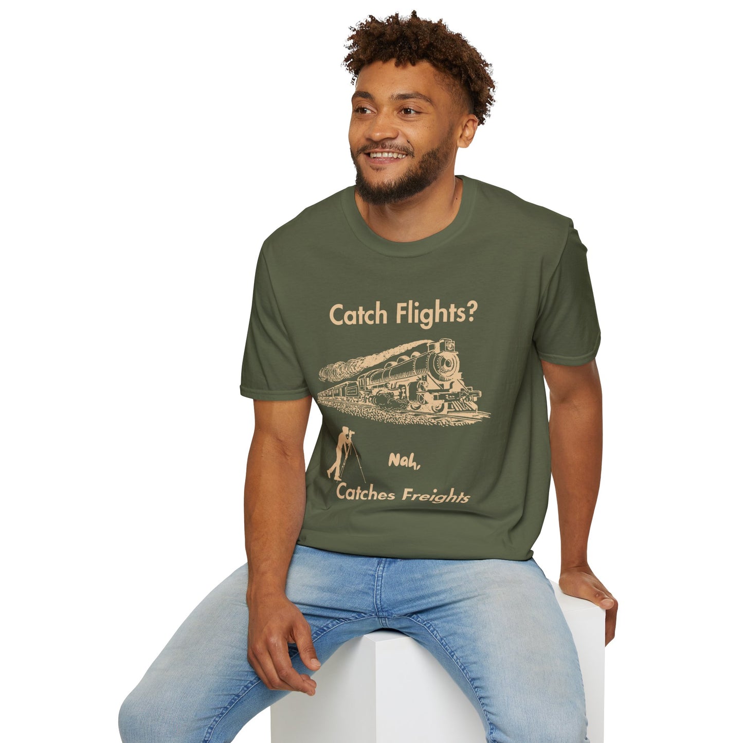 Catch Freights Not Flights freight train railfan t-shirt