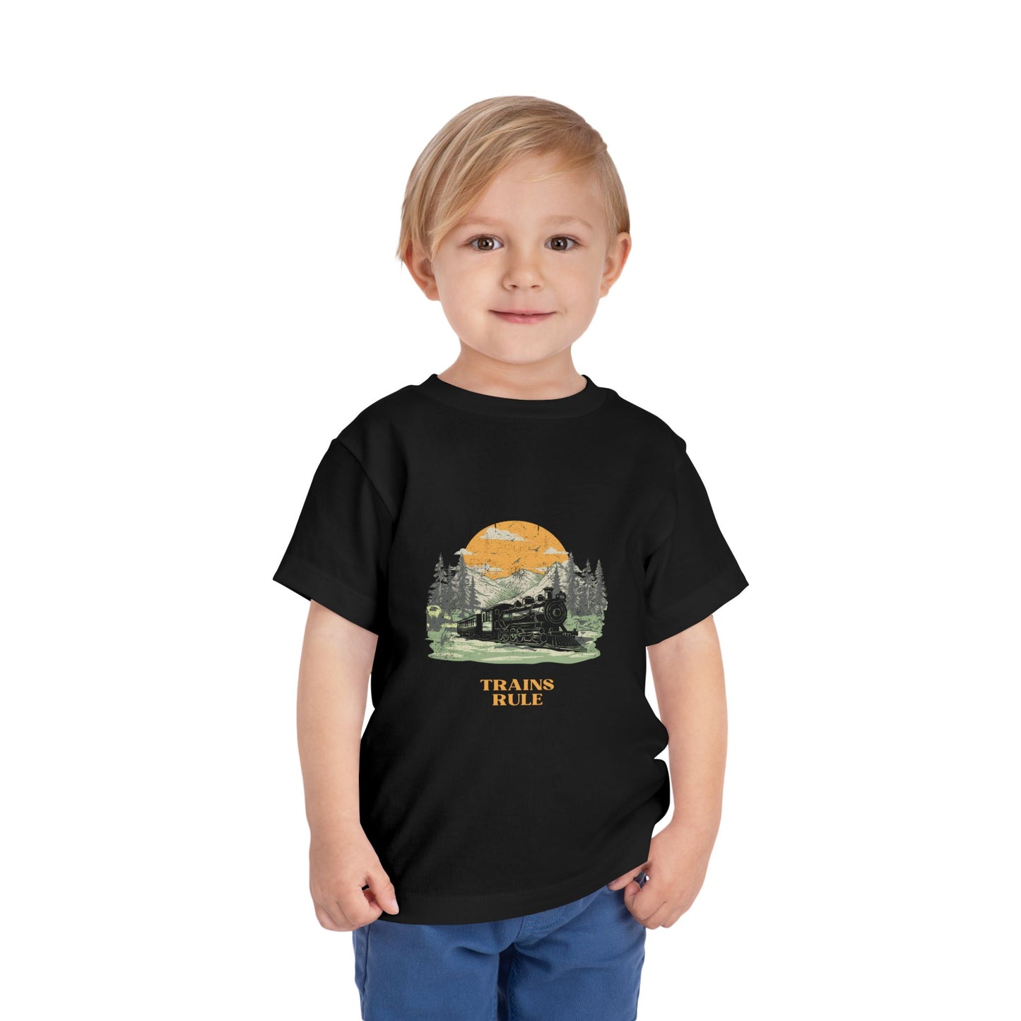 Toddler Train Lover T-Shirt | Trains Rule Vintage Train Graphic Tee (2T–5T)