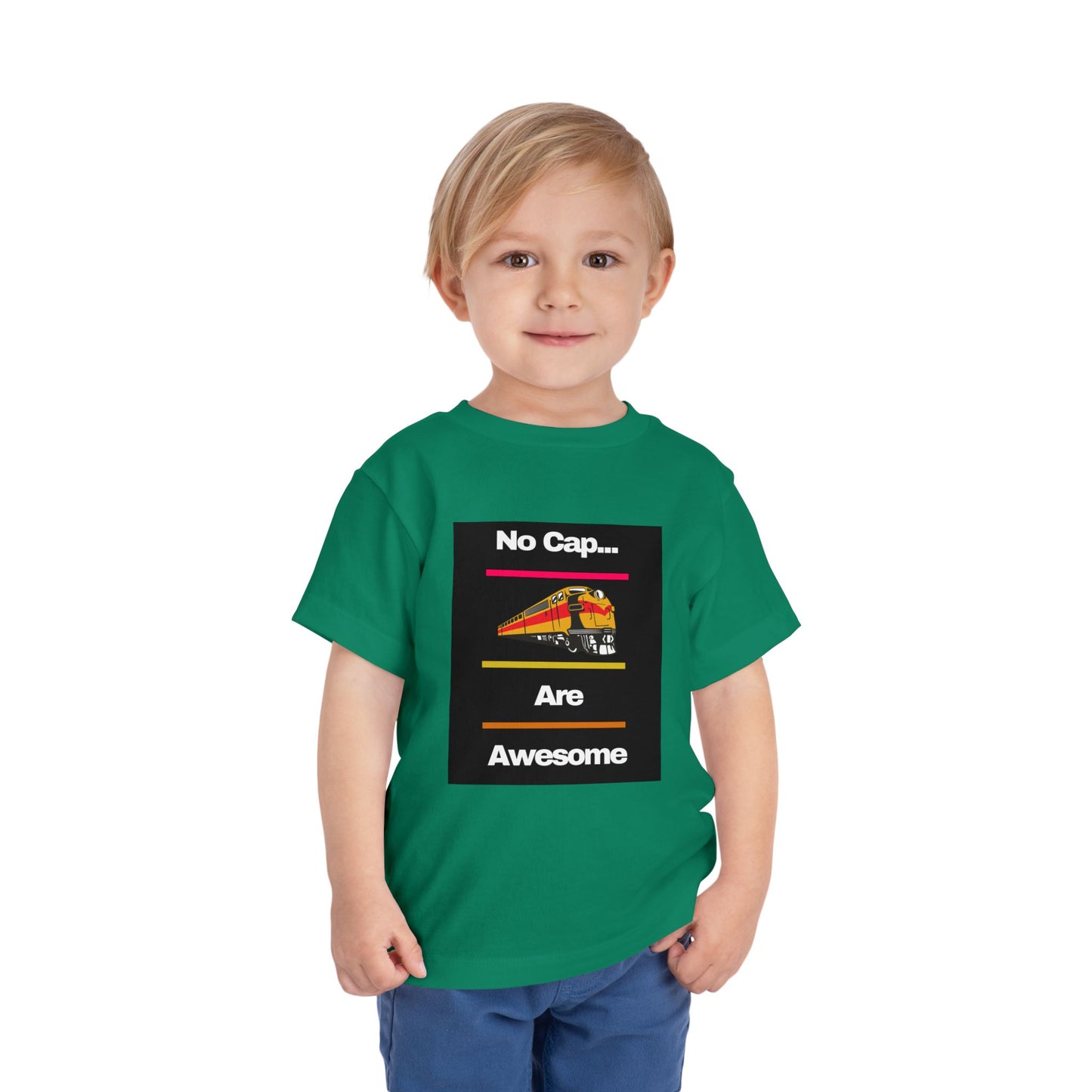 Toddler Train Lover T-Shirt | No Cap Trains Are Awesome Fun Train Graphic (2T–5T)
