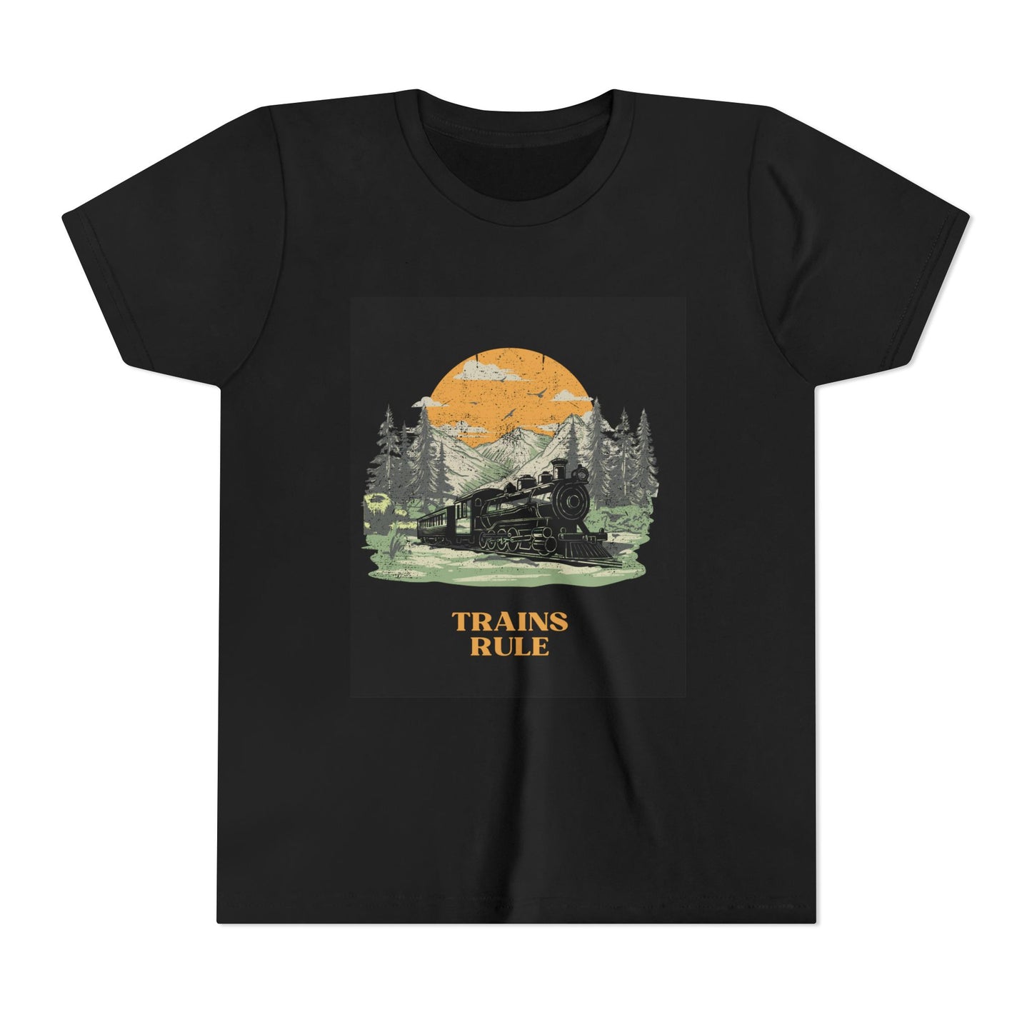 Kids Train Lover T-Shirt | Trains Rule Vintage Railfan Youth Tee