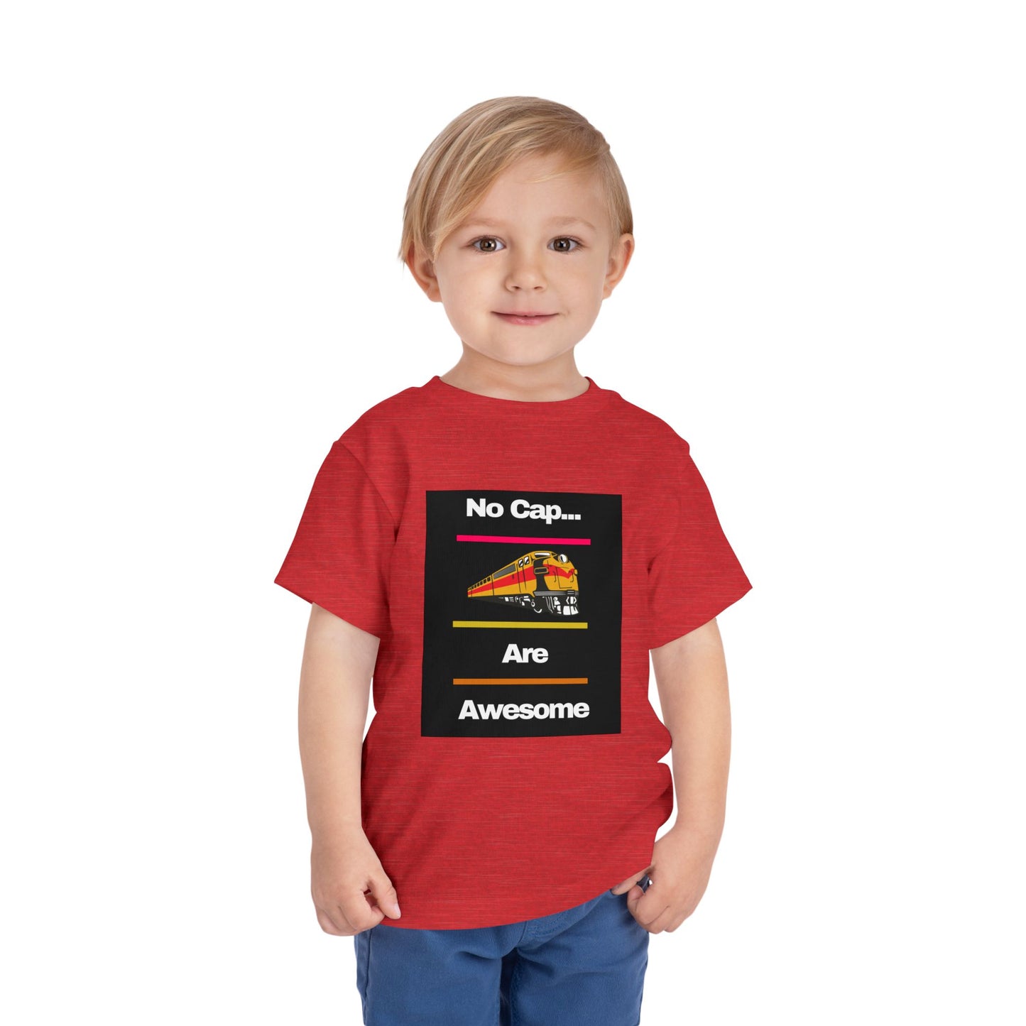 Toddler Train Lover T-Shirt | No Cap Trains Are Awesome Fun Train Graphic (2T–5T)