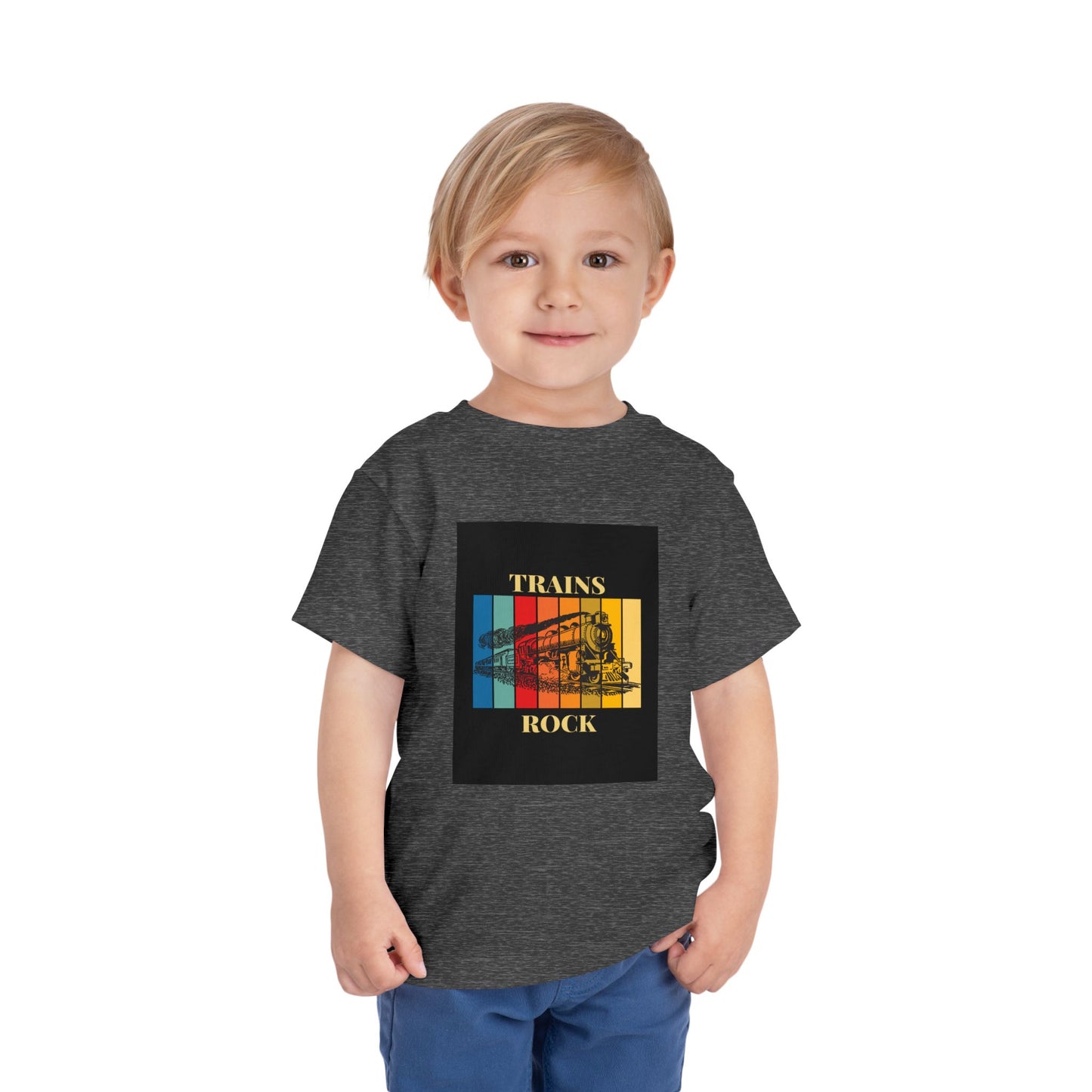 Toddler Train Lover T-Shirt | Trains Rock Train Graphic Tee (2T-5T)