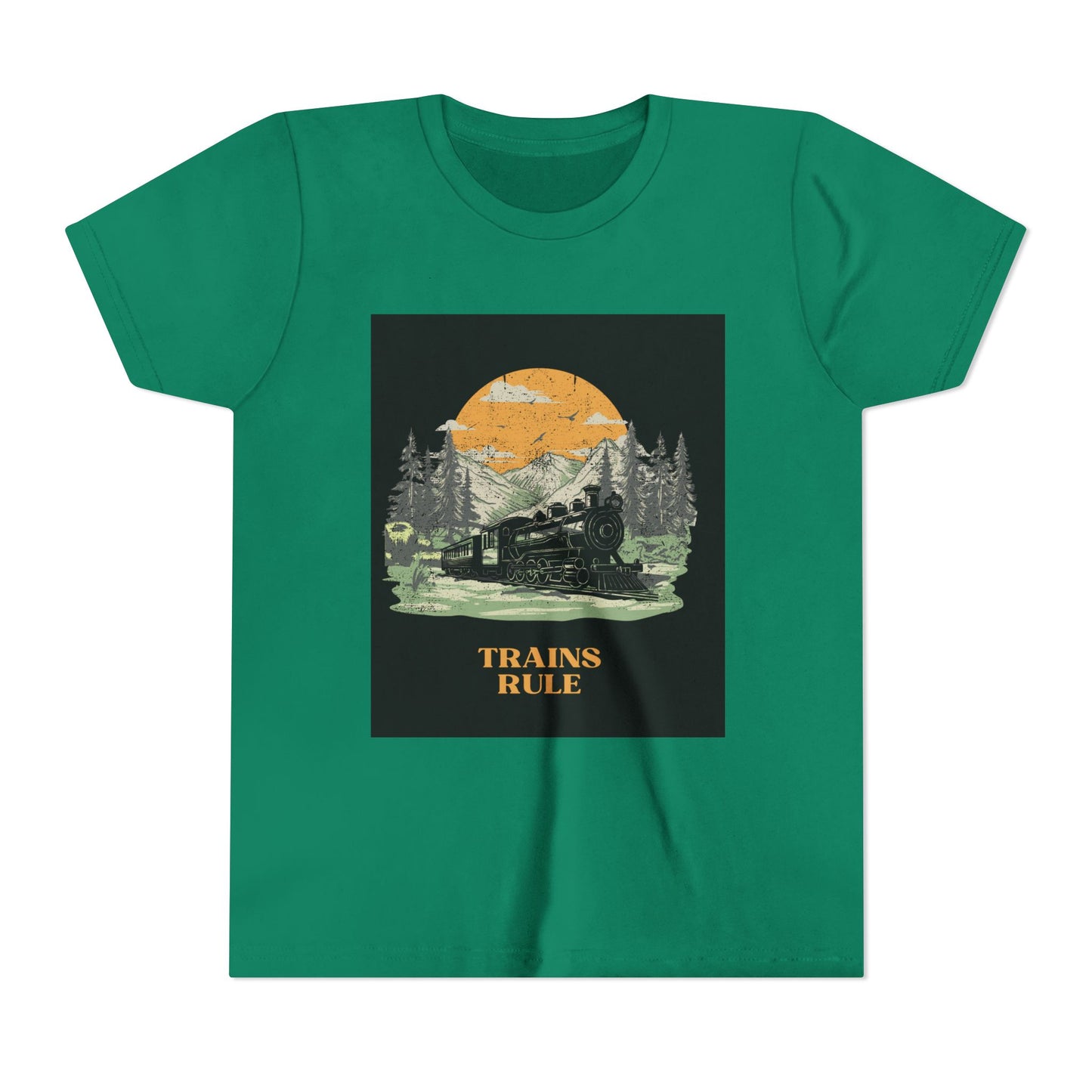 Kids Train Lover T-Shirt | Trains Rule Vintage Railfan Youth Tee