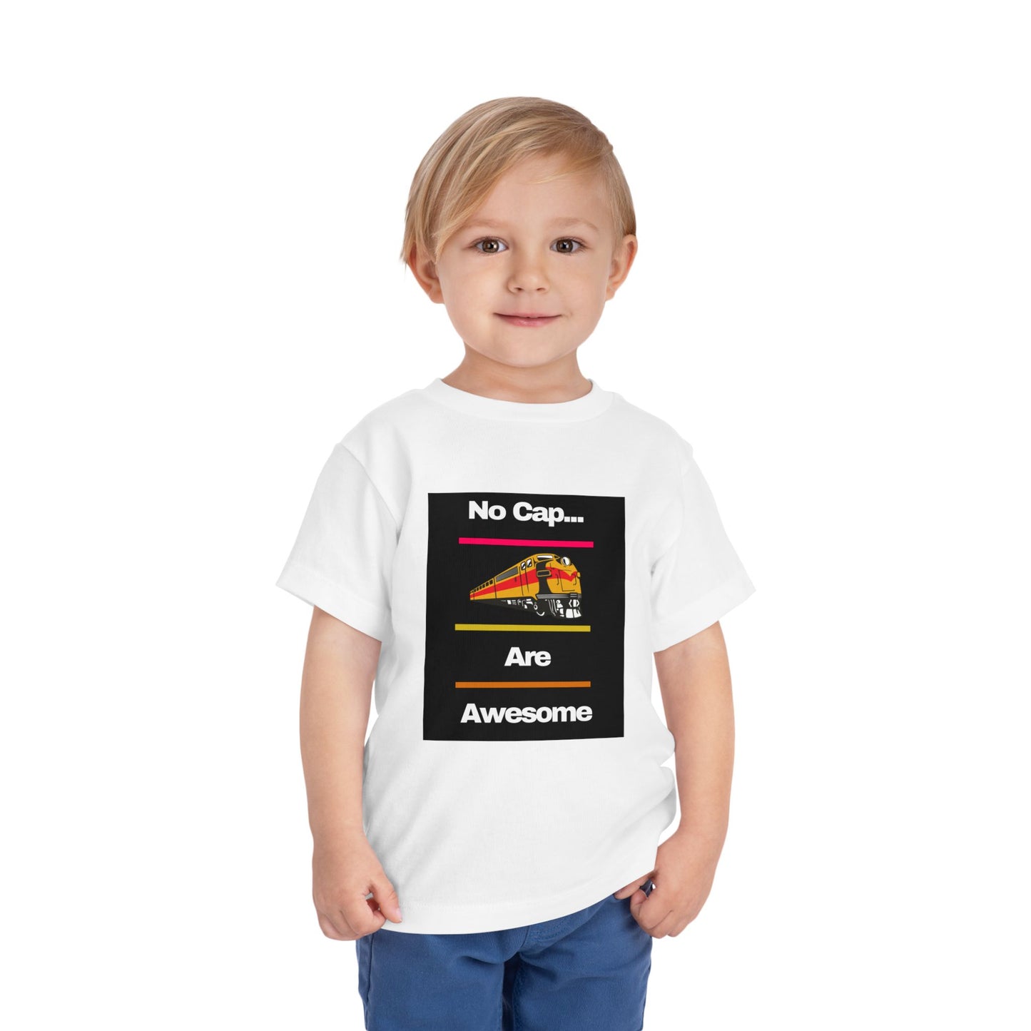 Toddler Train Lover T-Shirt | No Cap Trains Are Awesome Fun Train Graphic (2T–5T)