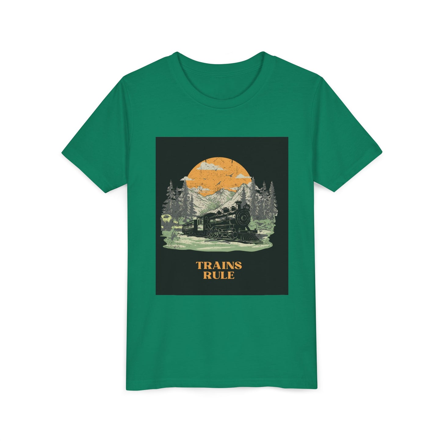 Kids Train Lover T-Shirt | Trains Rule Vintage Railfan Youth Tee