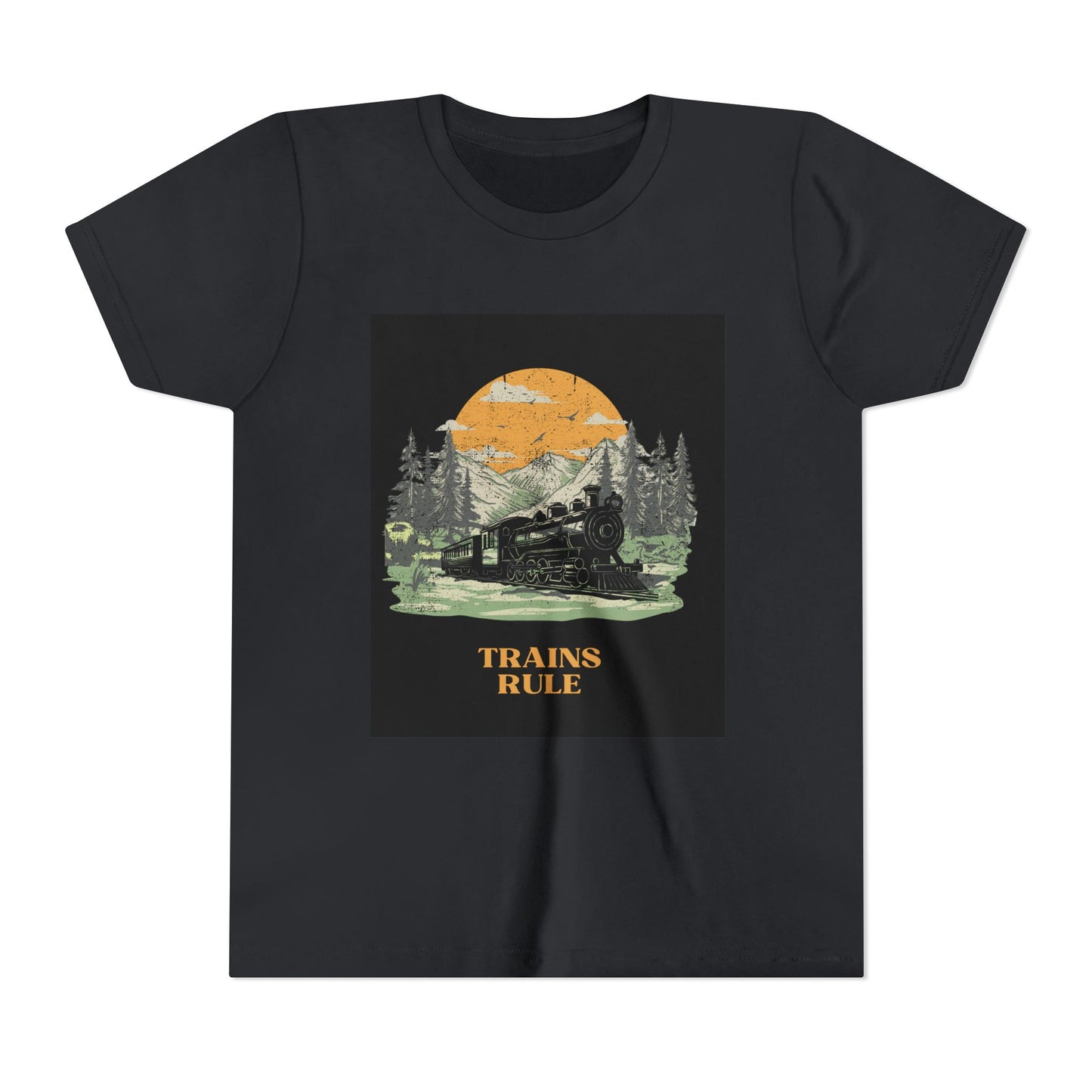 Kids Train Lover T-Shirt | Trains Rule Vintage Railfan Youth Tee