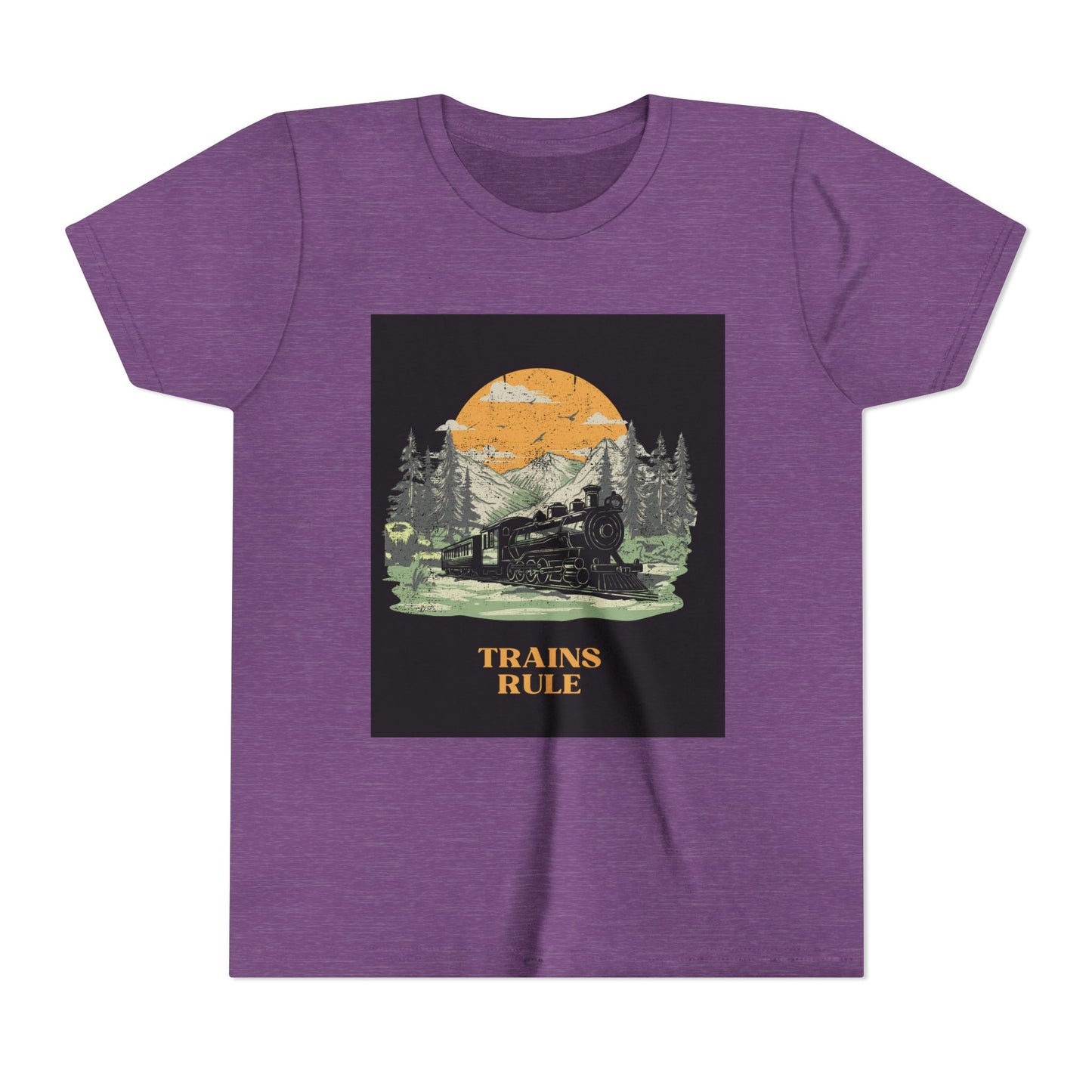 Kids Train Lover T-Shirt | Trains Rule Vintage Railfan Youth Tee