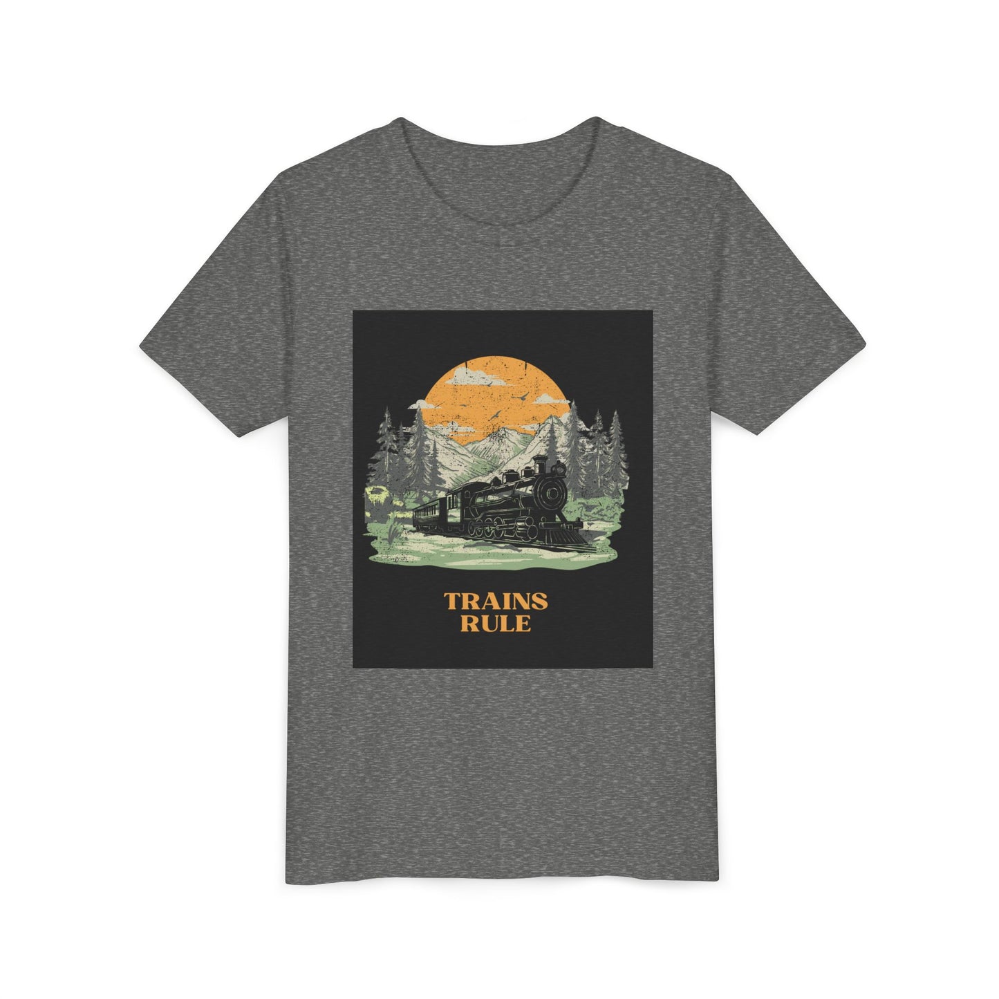 Kids Train Lover T-Shirt | Trains Rule Vintage Railfan Youth Tee