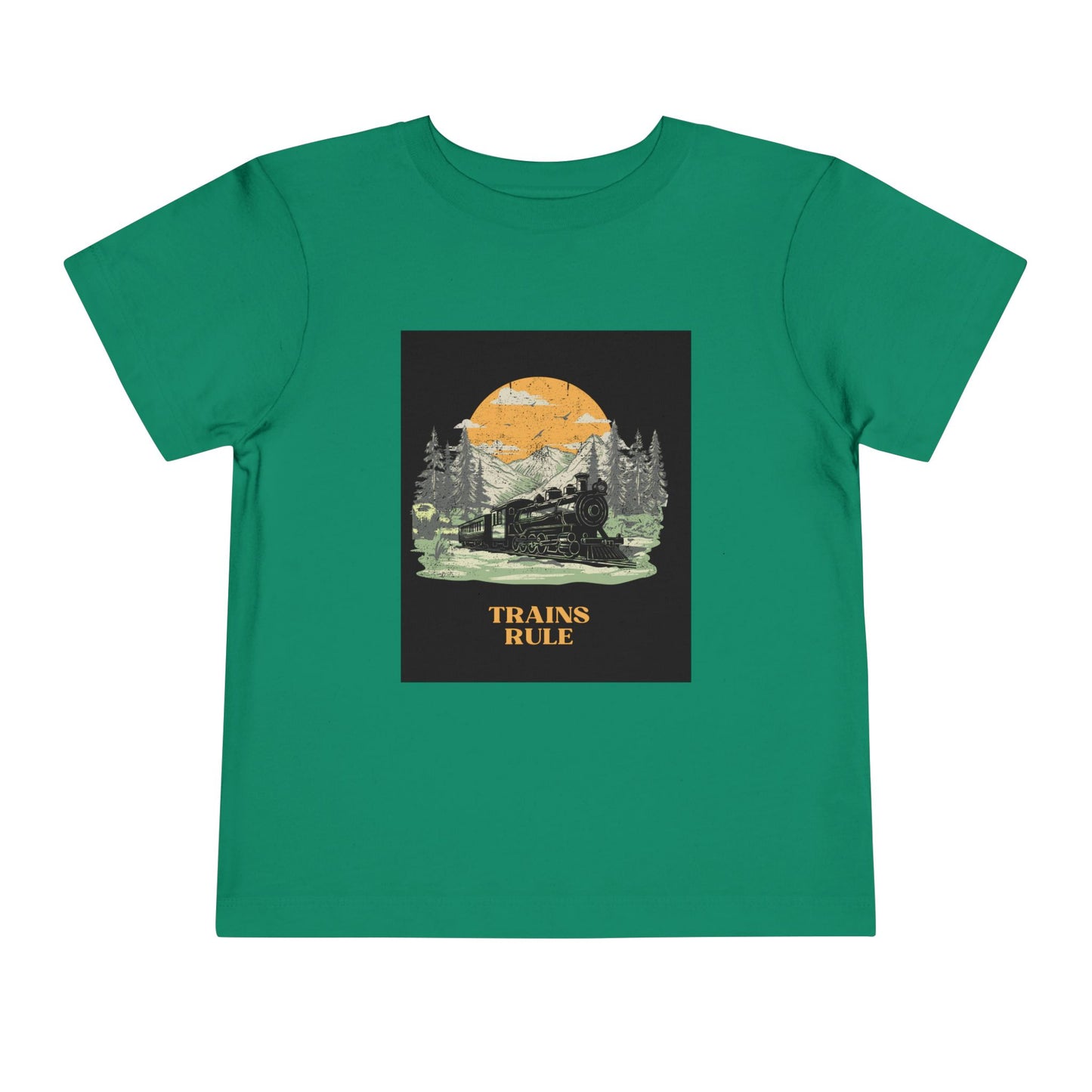 Toddler Train Lover T-Shirt | Trains Rule Vintage Train Graphic Tee (2T–5T)