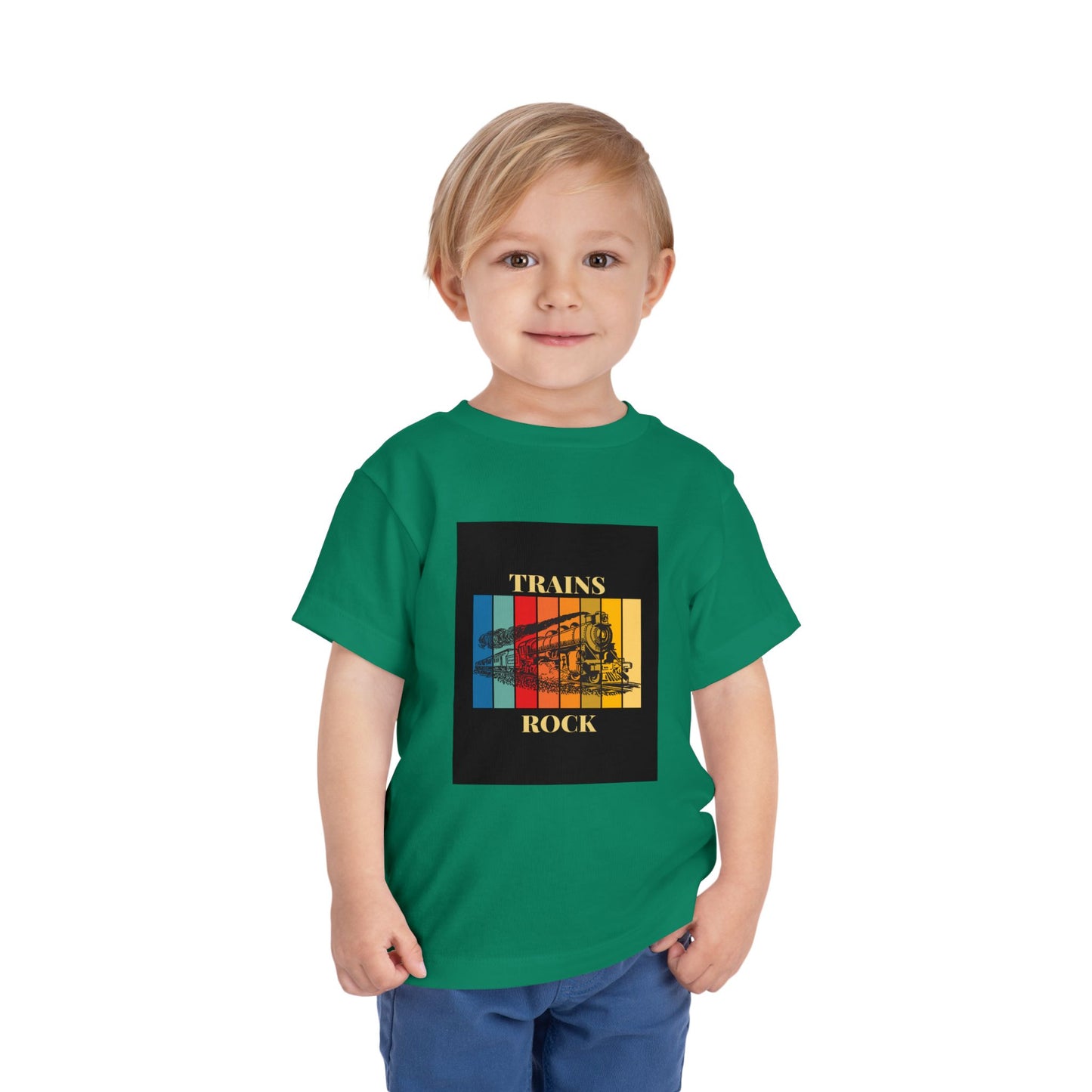 Toddler Train Lover T-Shirt | Trains Rock Train Graphic Tee (2T-5T)