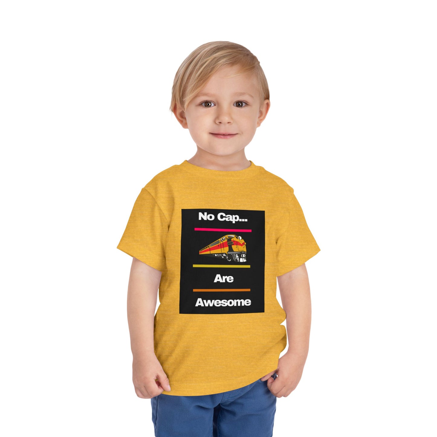 Toddler Train Lover T-Shirt | No Cap Trains Are Awesome Fun Train Graphic (2T–5T)