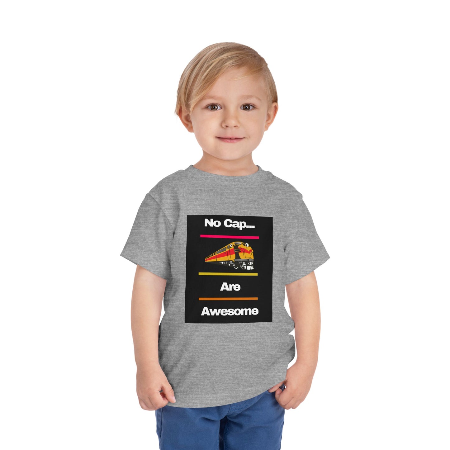 Toddler Train Lover T-Shirt | No Cap Trains Are Awesome Fun Train Graphic (2T–5T)