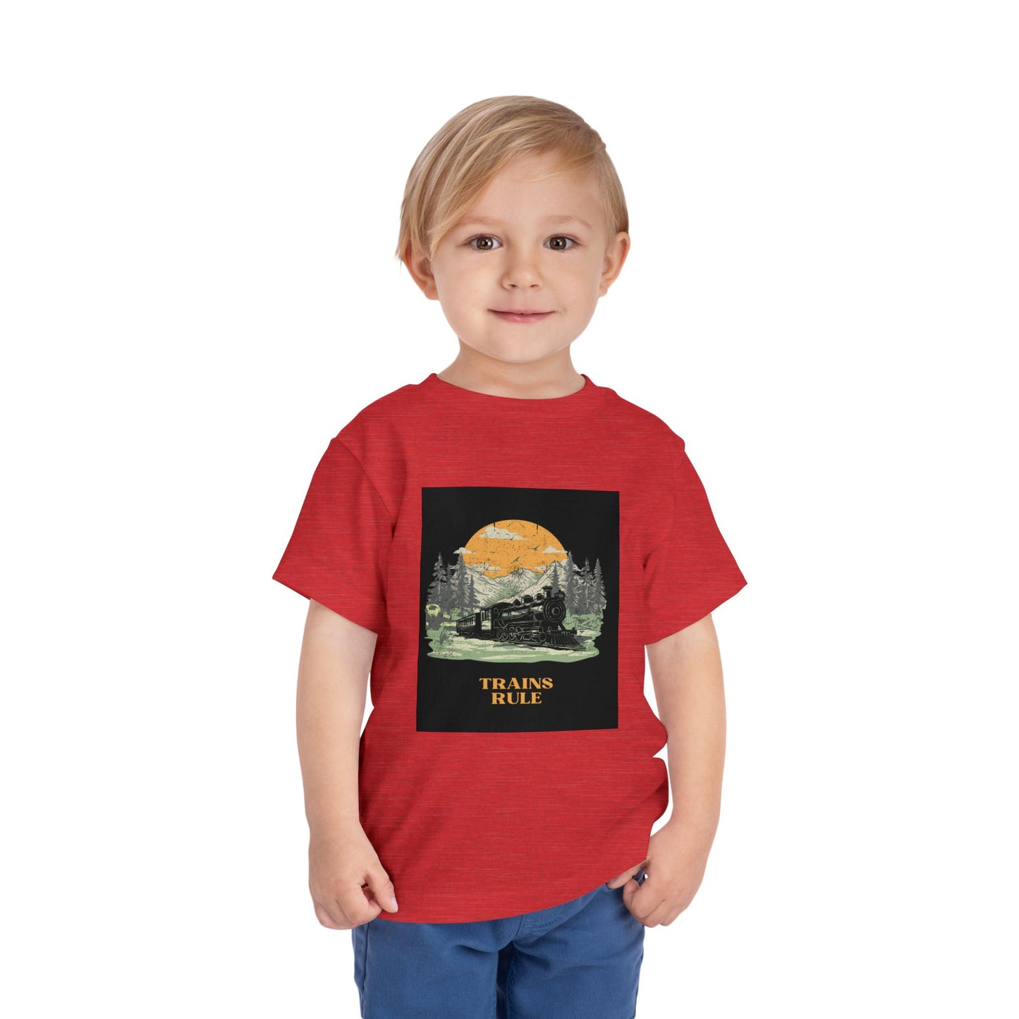 Toddler Train Lover T-Shirt | Trains Rule Vintage Train Graphic Tee (2T–5T)