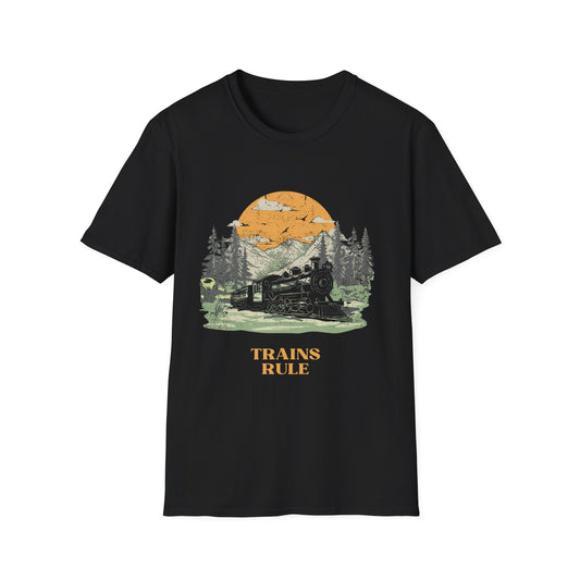 Trains Rule – Vintage Train Lover T-Shirt