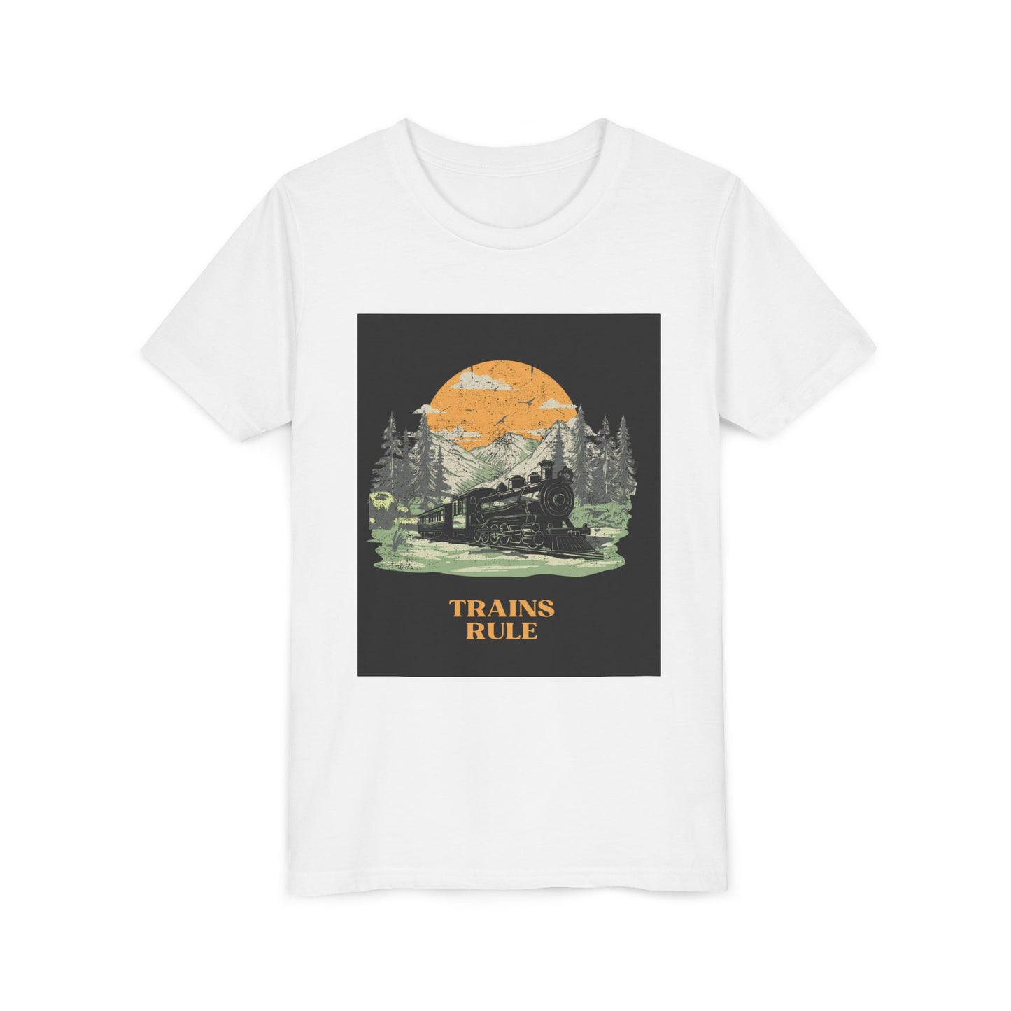 Kids Train Lover T-Shirt | Trains Rule Vintage Railfan Youth Tee