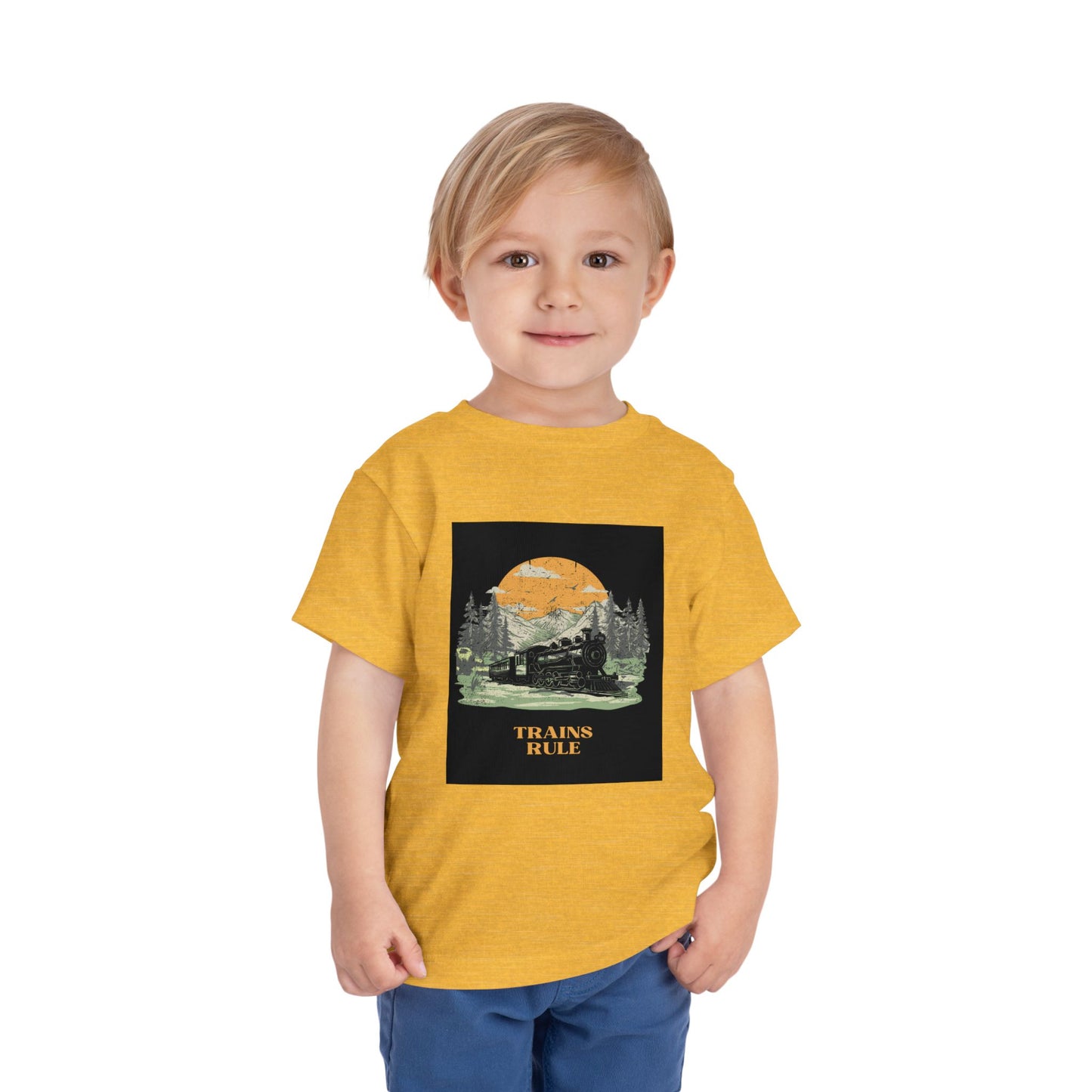Toddler Train Lover T-Shirt | Trains Rule Vintage Train Graphic Tee (2T–5T)