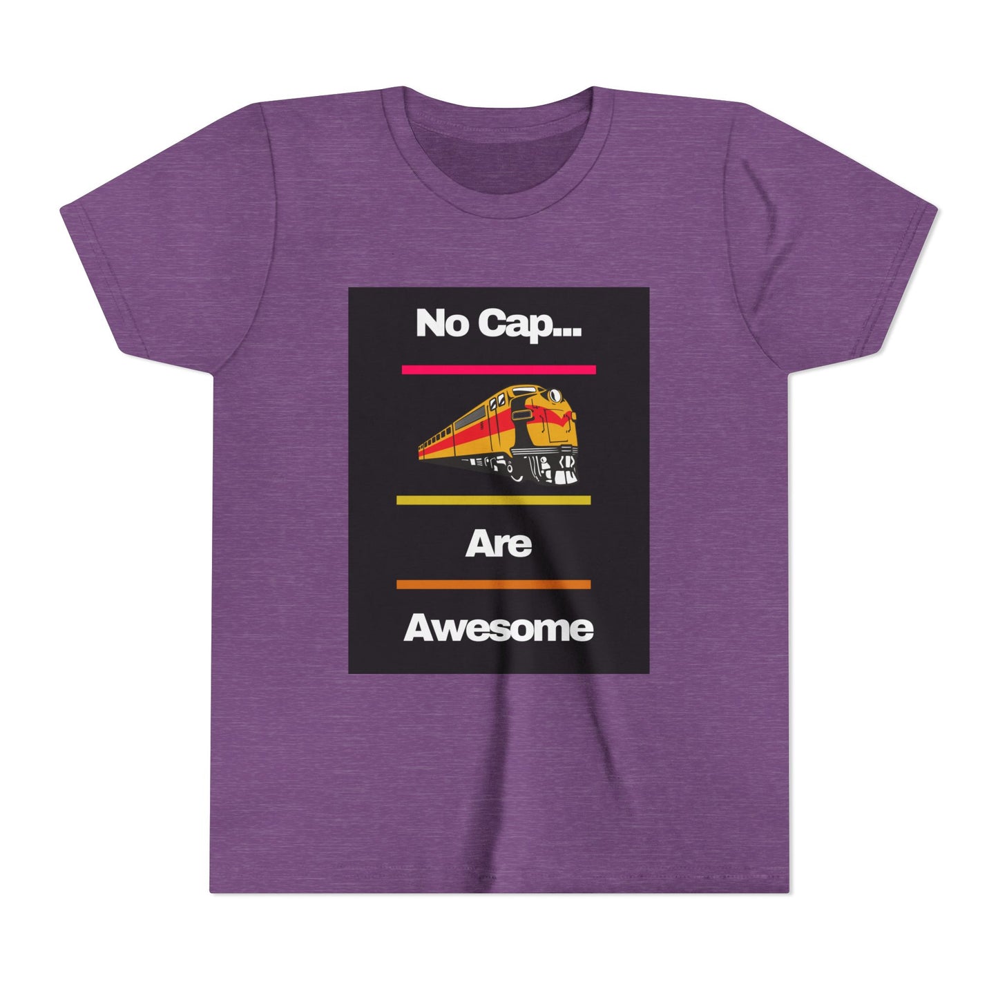 Kids Train Lover T-Shirt | Fun Train Graphic “No Cap Trains Are Awesome” Youth Tee