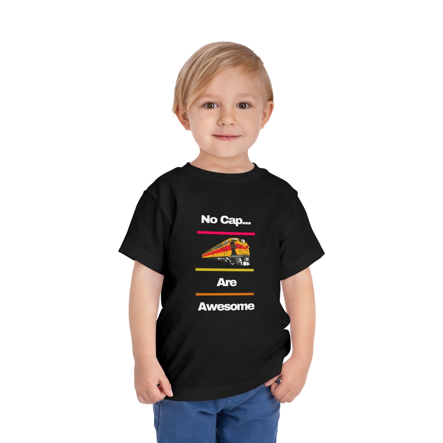 Toddler Train Lover T-Shirt | No Cap Trains Are Awesome Fun Train Graphic (2T–5T)