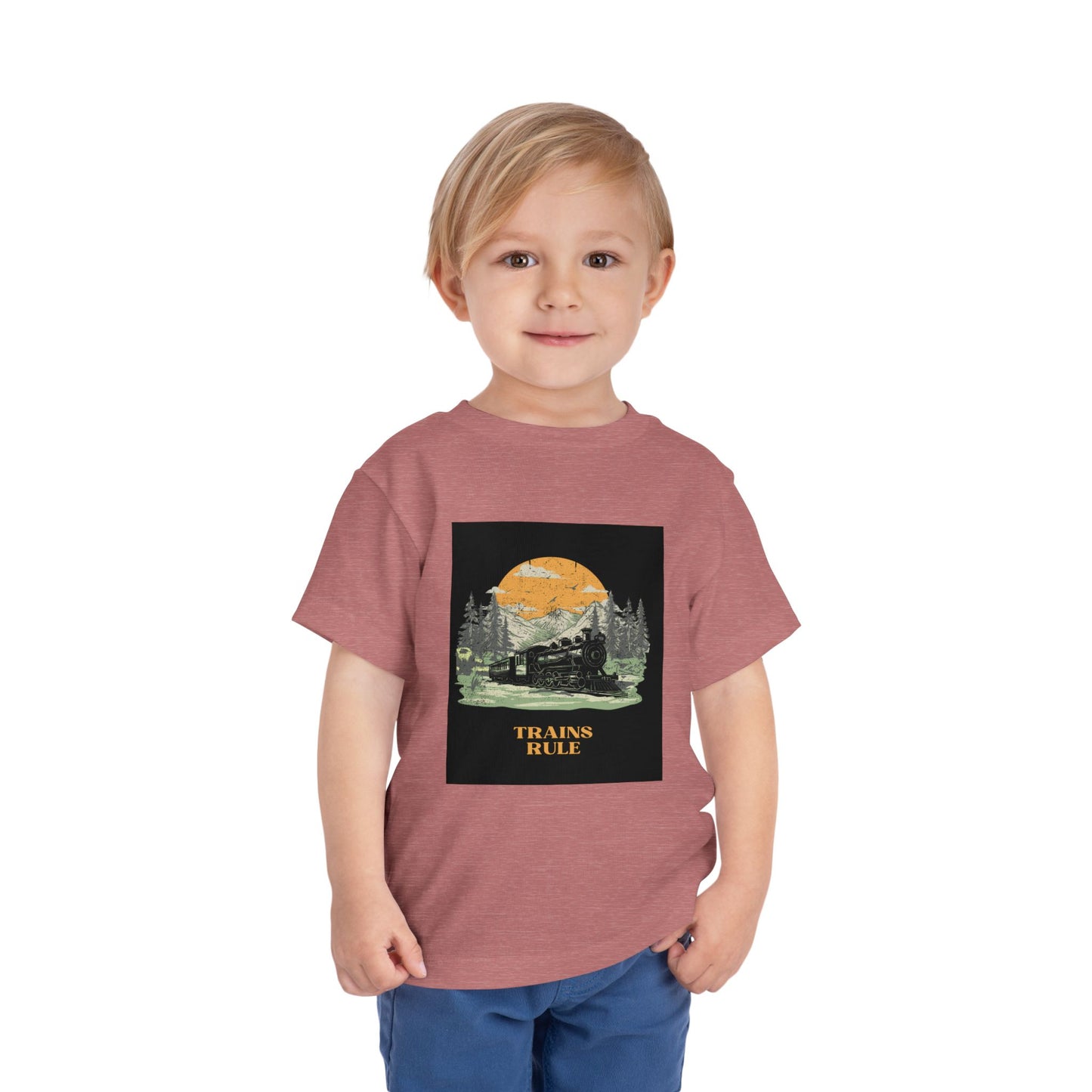 Toddler Train Lover T-Shirt | Trains Rule Vintage Train Graphic Tee (2T–5T)