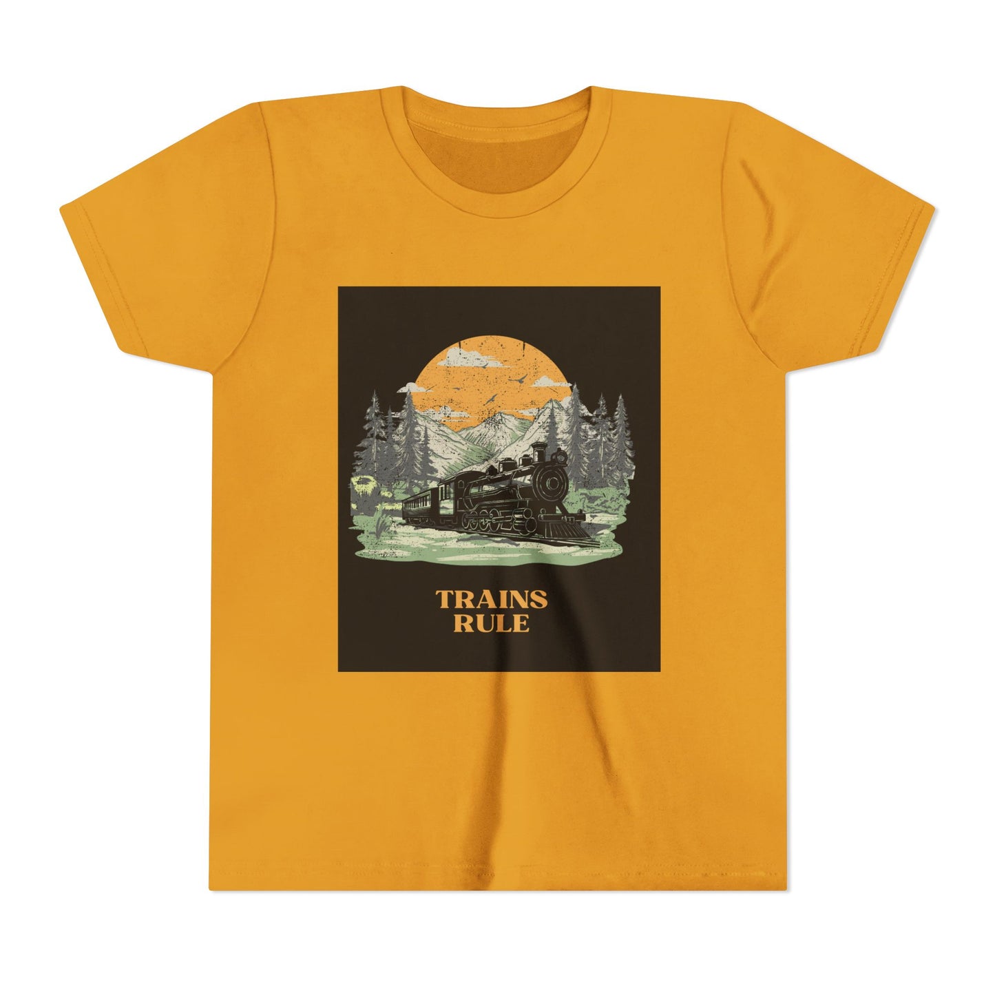 Kids Train Lover T-Shirt | Trains Rule Vintage Railfan Youth Tee
