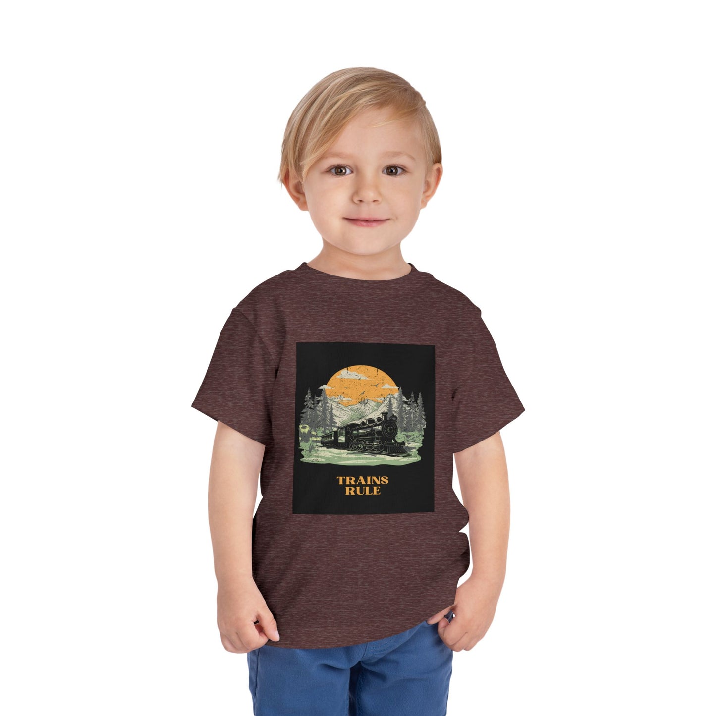 Toddler Train Lover T-Shirt | Trains Rule Vintage Train Graphic Tee (2T–5T)