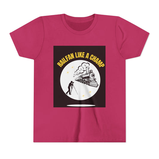 Kids Train Lover T-Shirt | Classic Railway Graphic Youth Railfan Tee