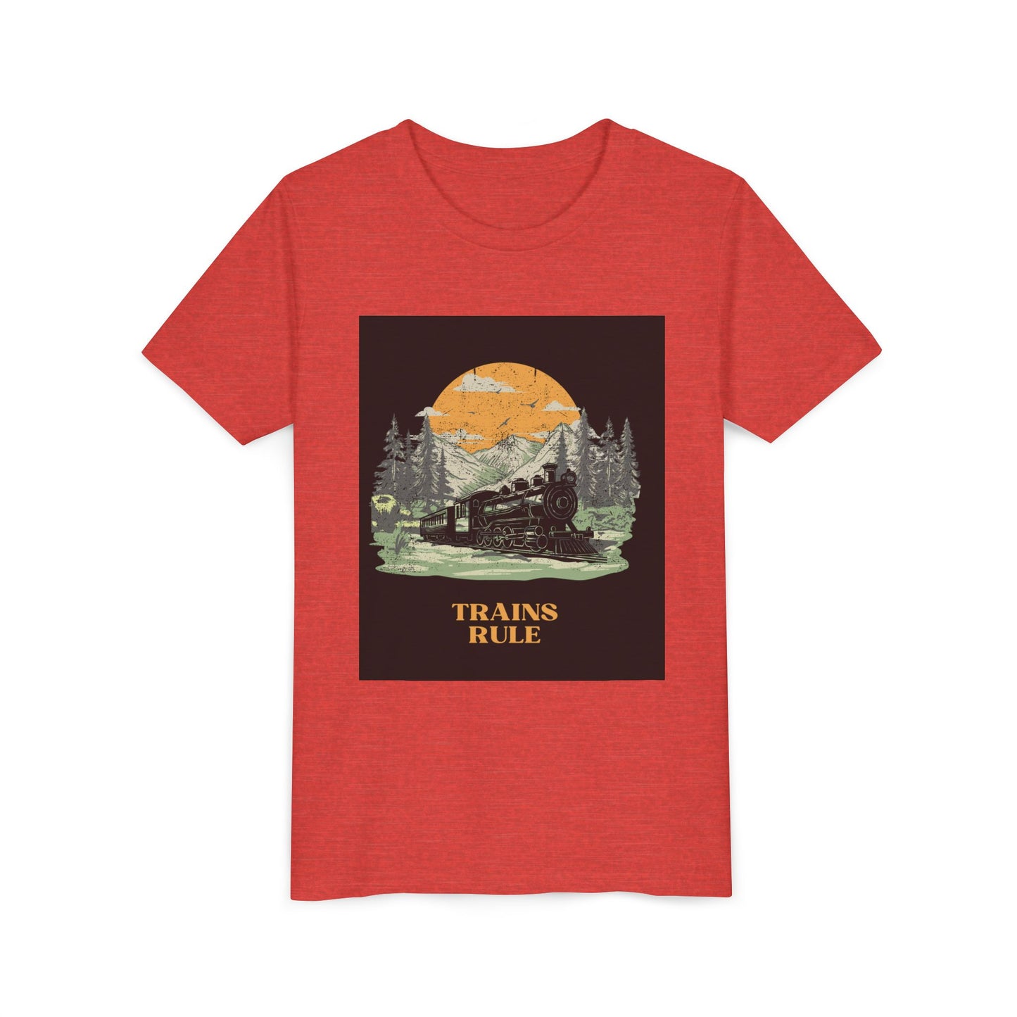 Kids Train Lover T-Shirt | Trains Rule Vintage Railfan Youth Tee