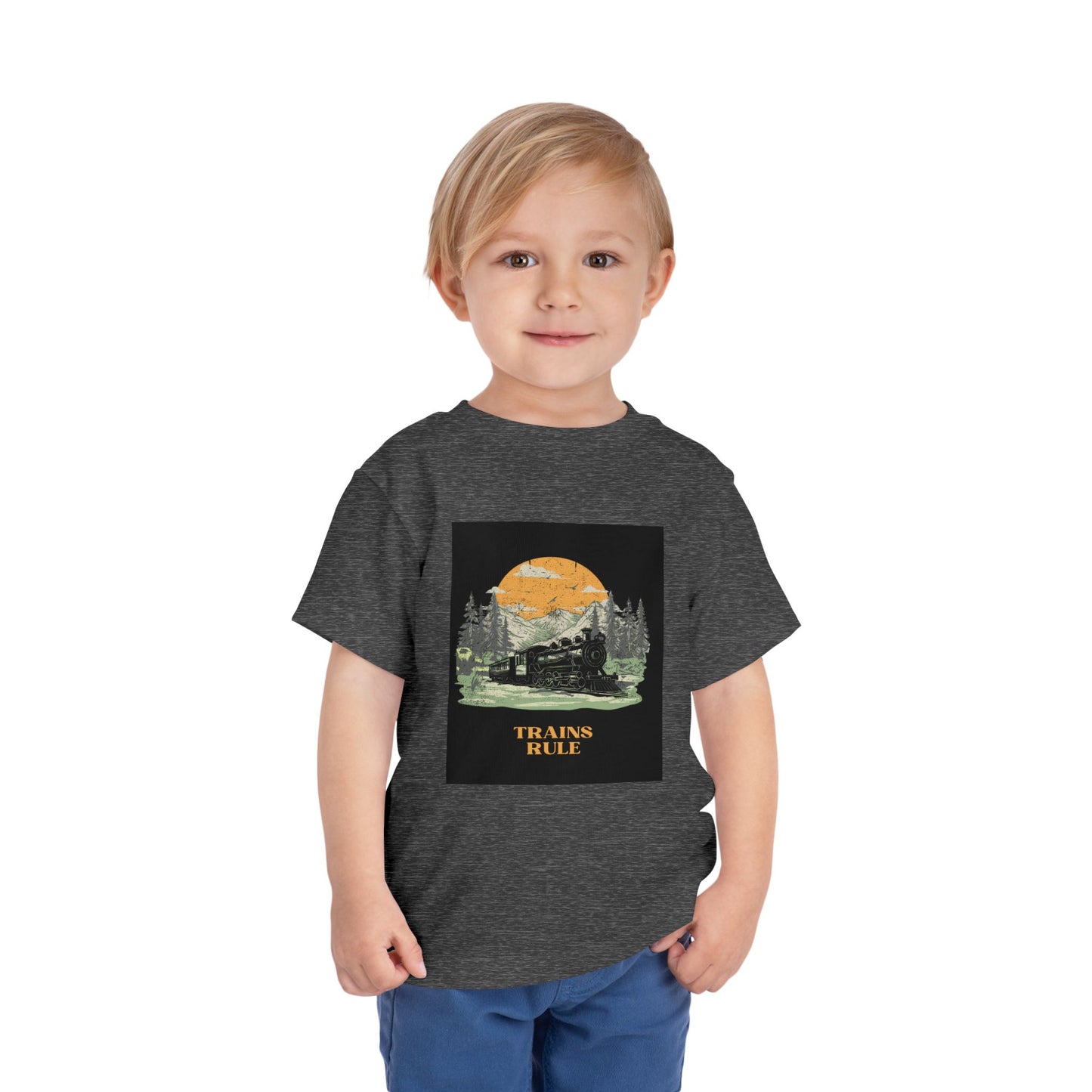 Toddler Train Lover T-Shirt | Trains Rule Vintage Train Graphic Tee (2T–5T)