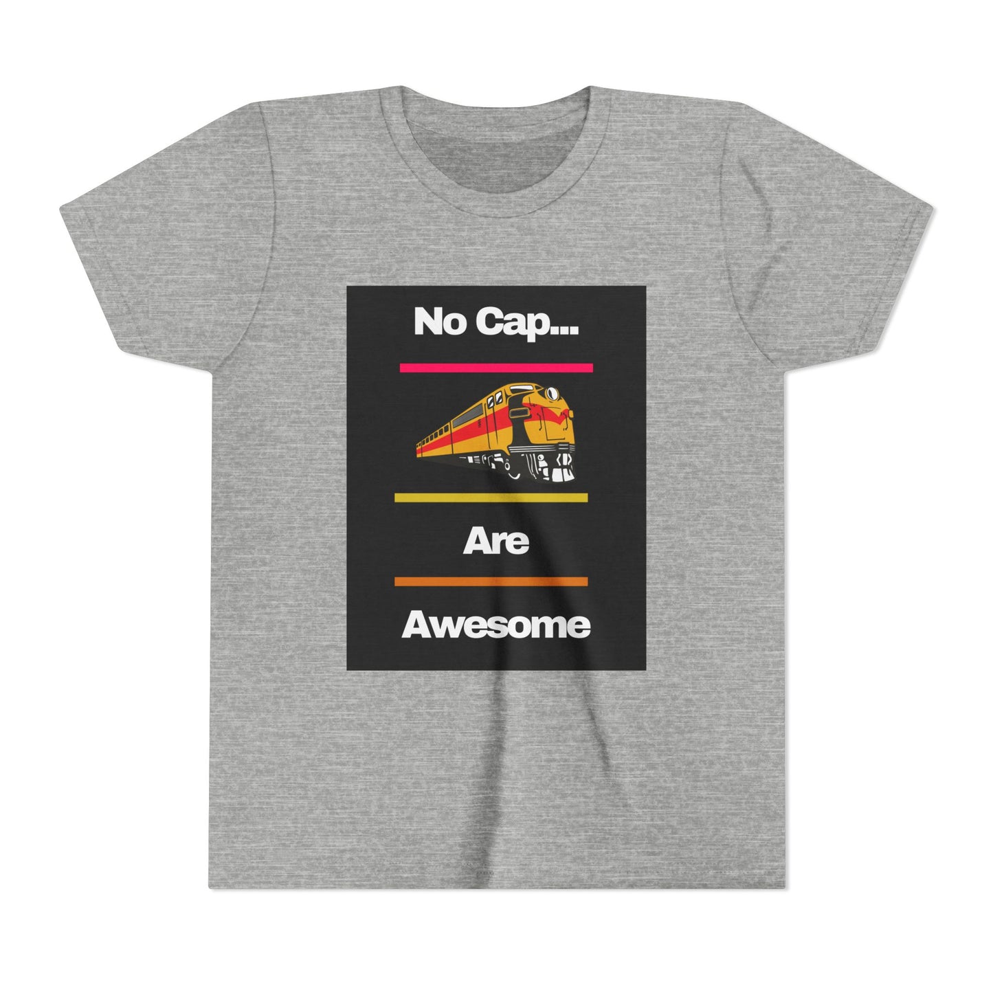 Kids Train Lover T-Shirt | Fun Train Graphic “No Cap Trains Are Awesome” Youth Tee