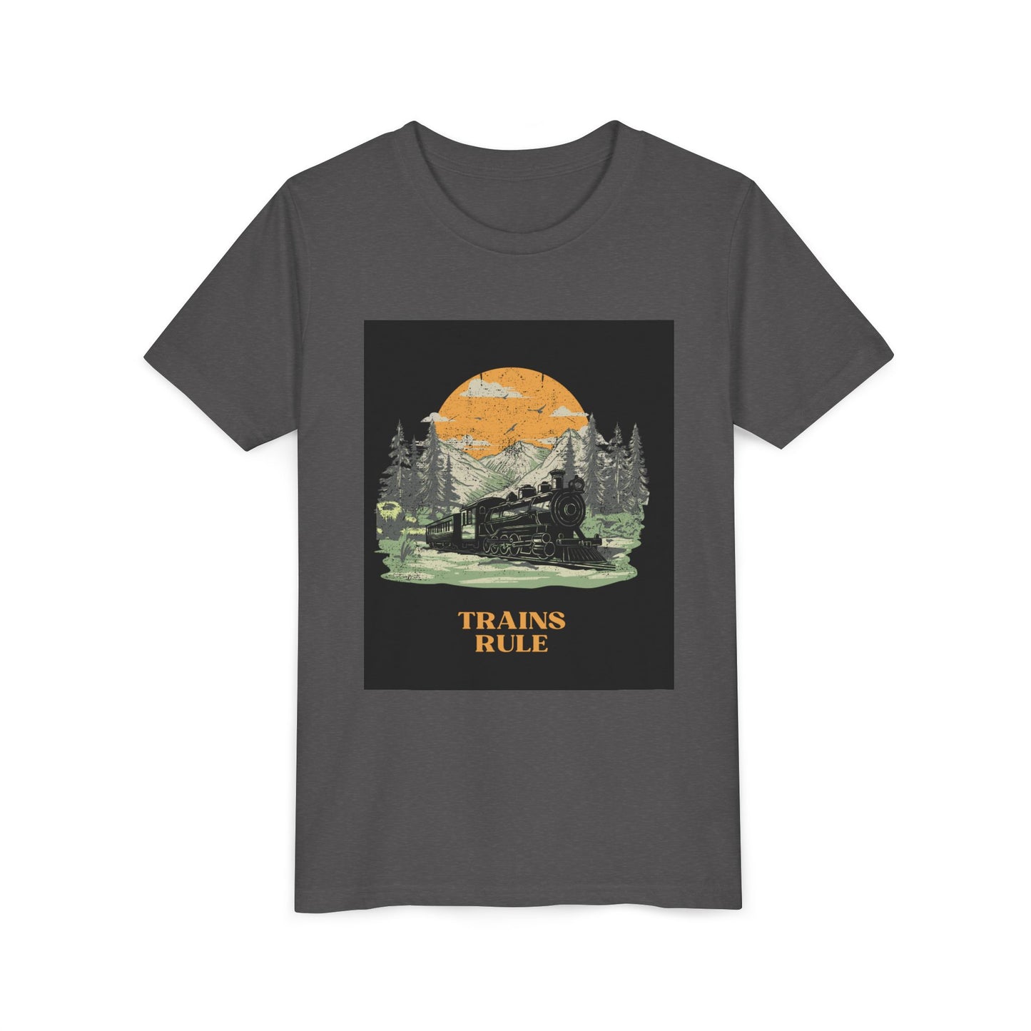 Kids Train Lover T-Shirt | Trains Rule Vintage Railfan Youth Tee