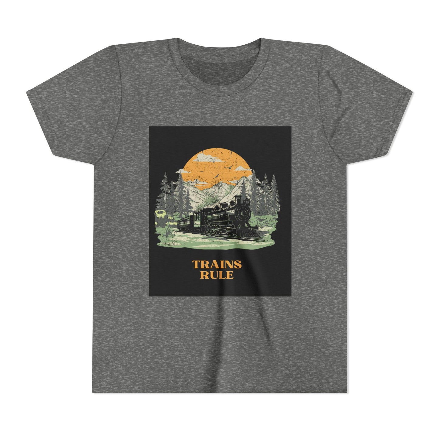 Kids Train Lover T-Shirt | Trains Rule Vintage Railfan Youth Tee